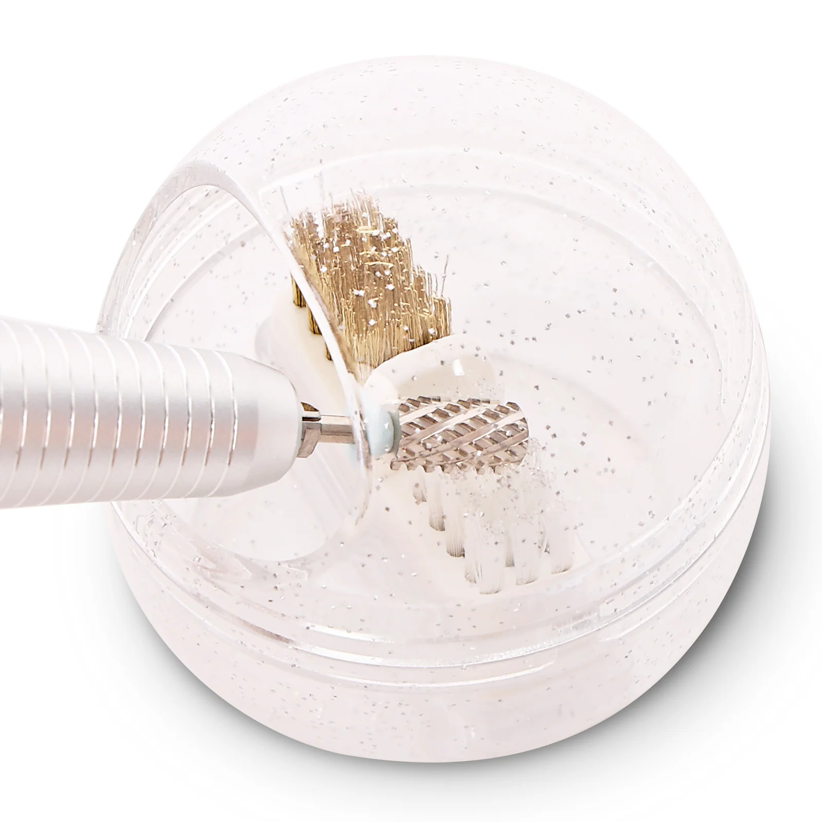 2 in 2-in-1 Nail Drill Bit Cleaner Box with Two Brushes