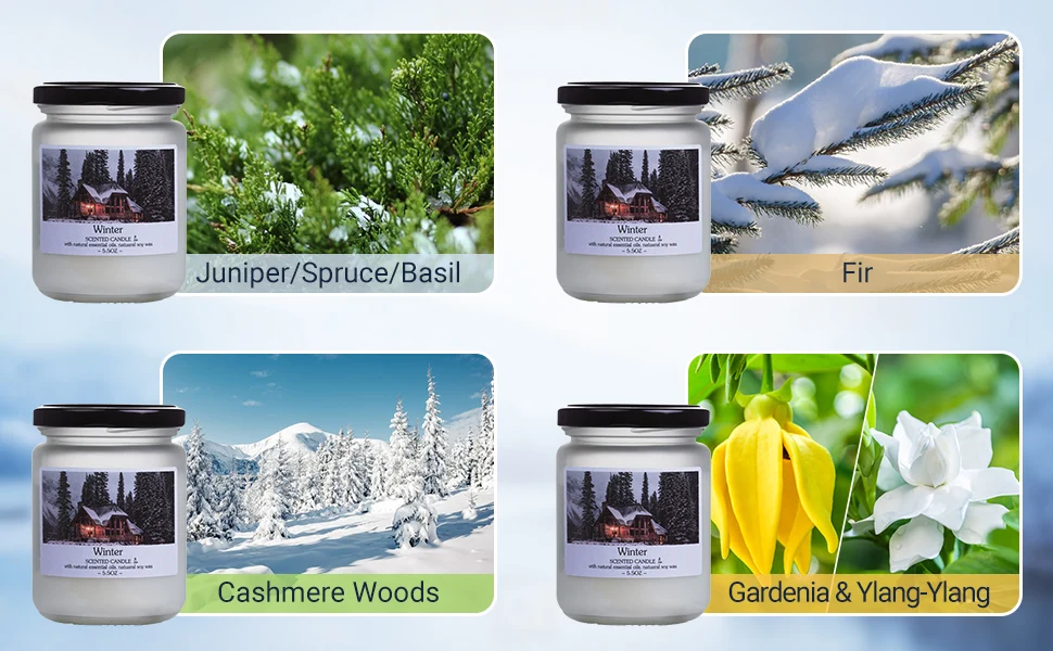 Winter Scented Candle Gift Set in 4 Glass Jars