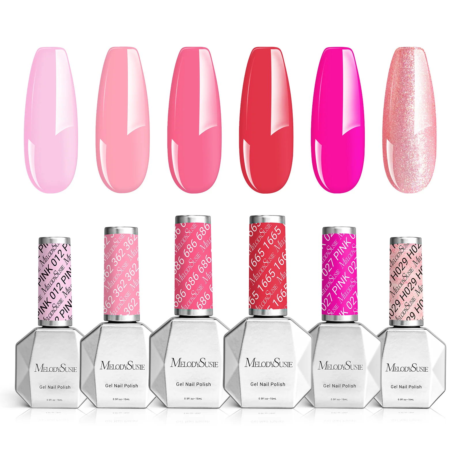 6 Colors TPO-Free Thick Gel Nail Polish Set 15ml - Pink