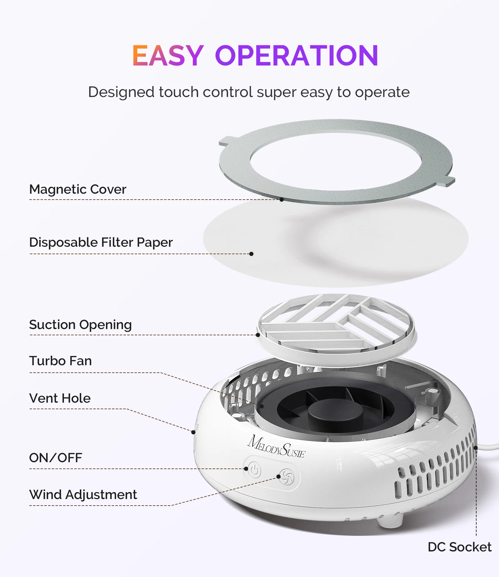 HProA Nail Dust Collector White Kit with Filter Papers
