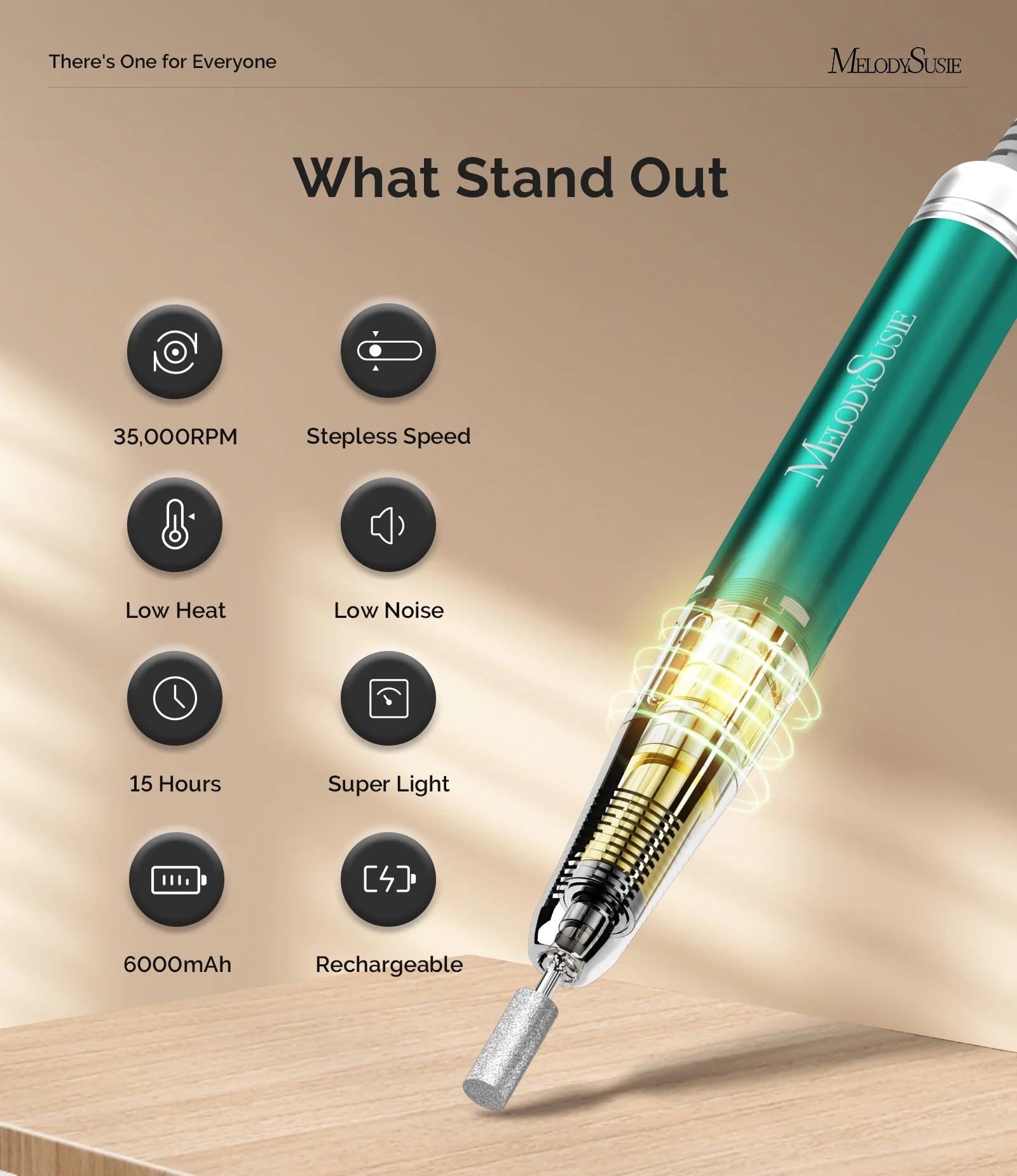 Sparkle Plus(MM400C) Rechargeable Nail Drill 35,000RPM Cordless for Mobile Techs