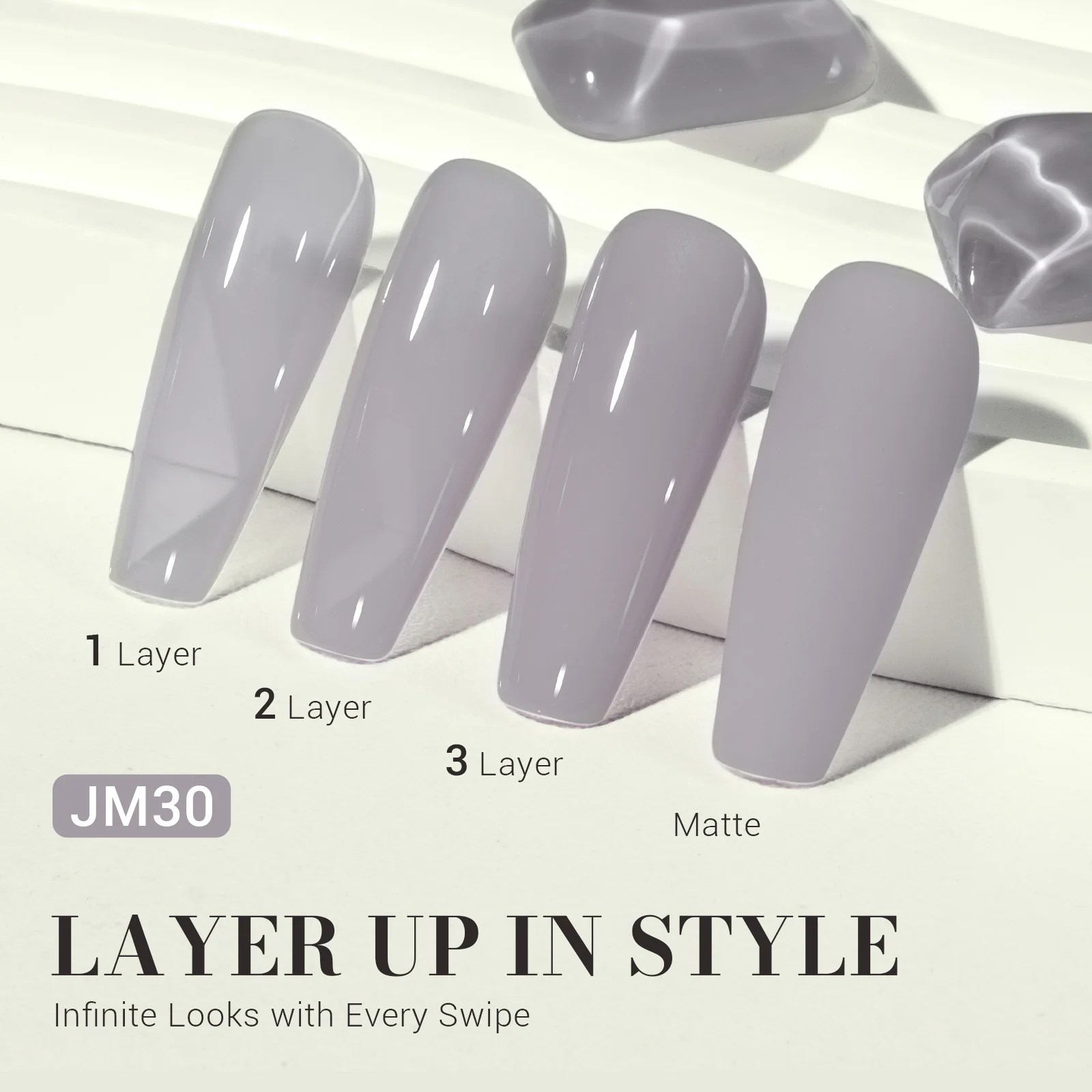 Jeweliver Jelly TPO-Free Gel Nail Polish 0.5 fl oz/15ml - Gray JM30