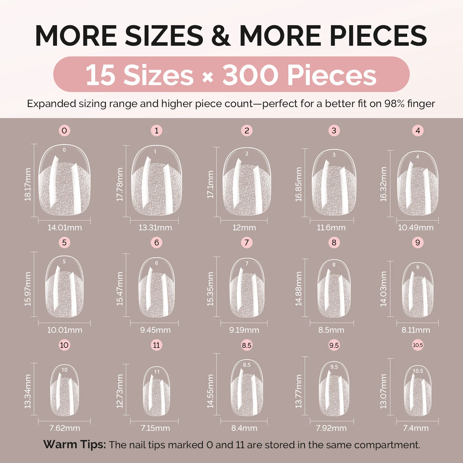 300Pcs Half Matte Clear Acrylic Full Cover Nail Tips