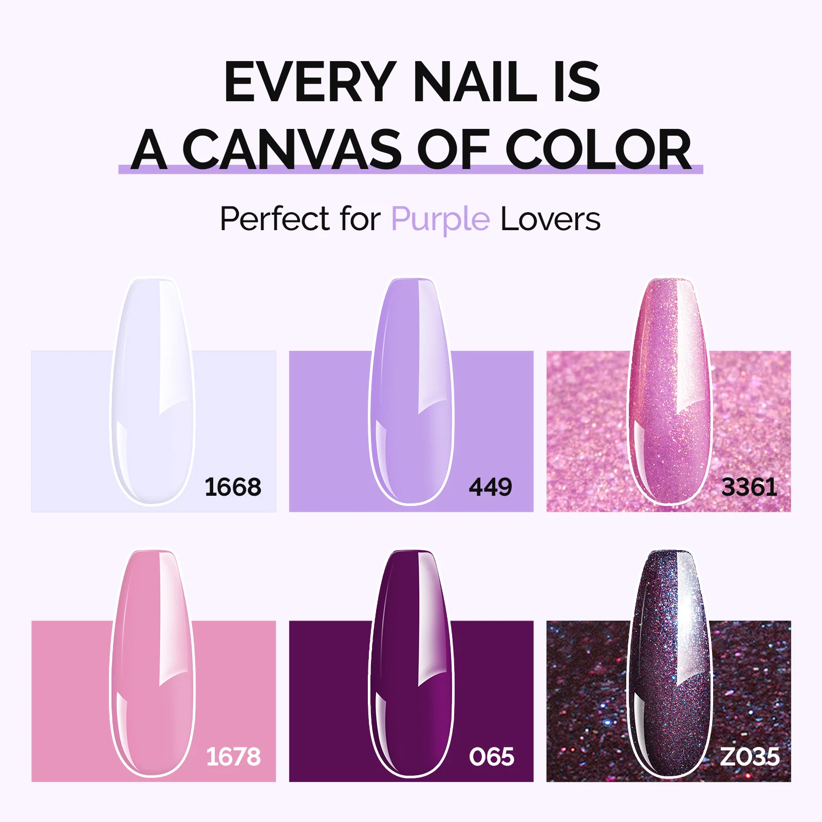 6 Colors TPO-Free Thick Gel Nail Polish Set 15ml - Purple
