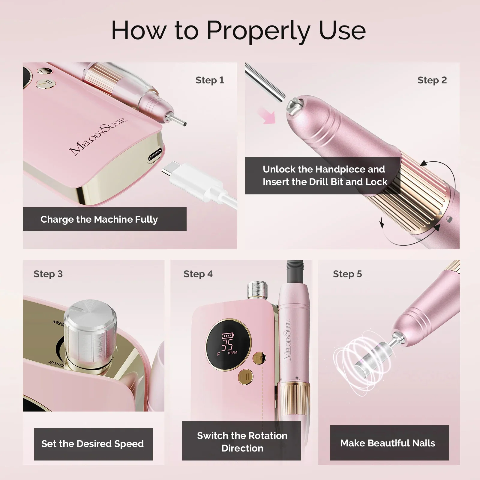 Pro Manicure Kit Nail Drill Full Set with Aluminum Alloy Handpiece