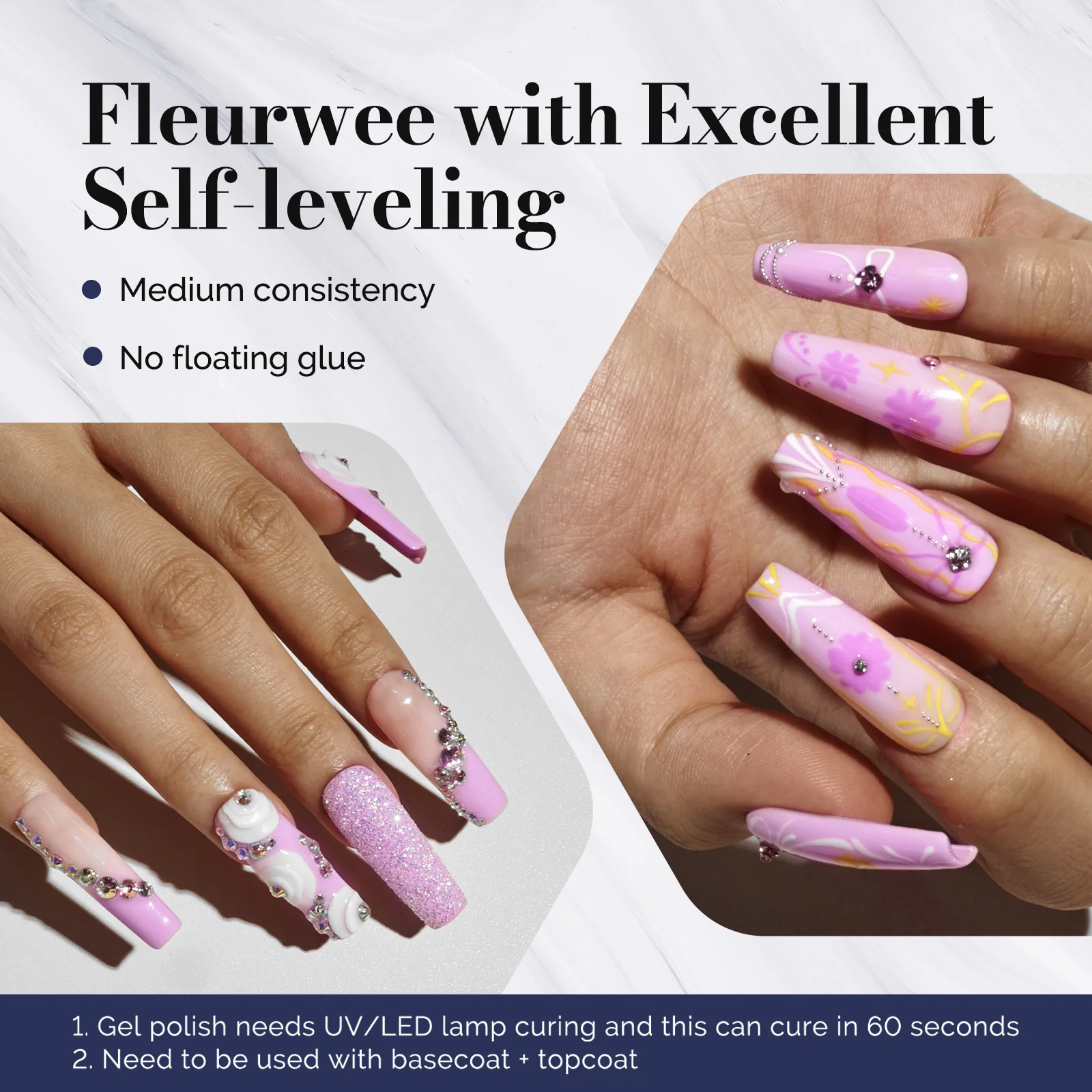 Fleurwee HEMA-Free & HPMA-Free & TPO-Free Gel Nail Polish Plant-based 0.5 fl oz/15ml - P44 Purple-Impatiens