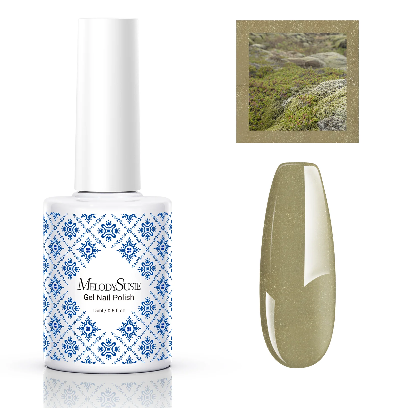 Fleurwee HEMA-Free & HPMA-Free & TPO-Free Gel Nail Polish Plant-based 0.5 fl oz/15ml - P49 Misty Moss Green-Glitter