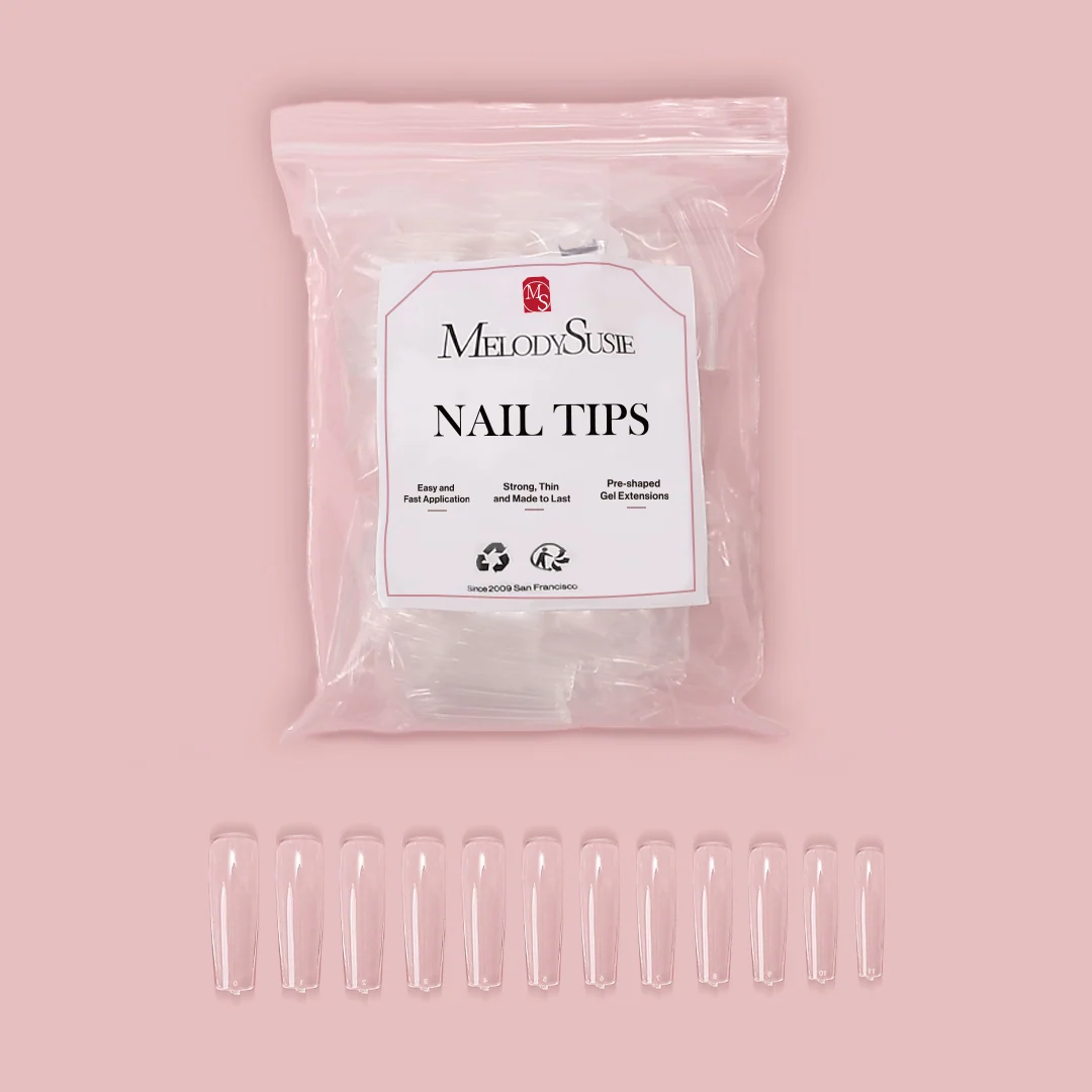 XXL Long Coffin Nail Tips Clear Full Cover, 240 Pcs