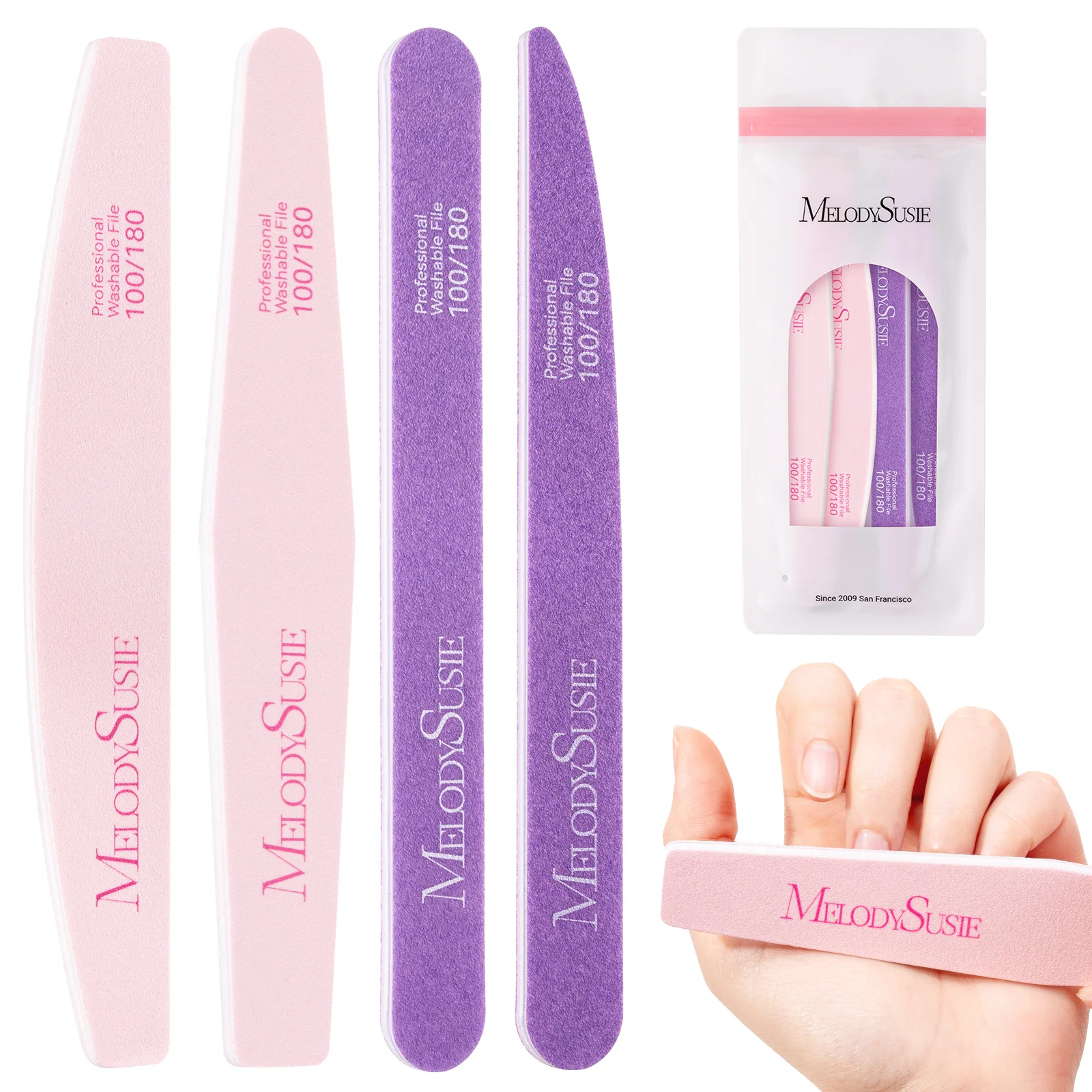 MelodySusie Dual-Sided Nail Files and Buffers Set, 6 Pieces