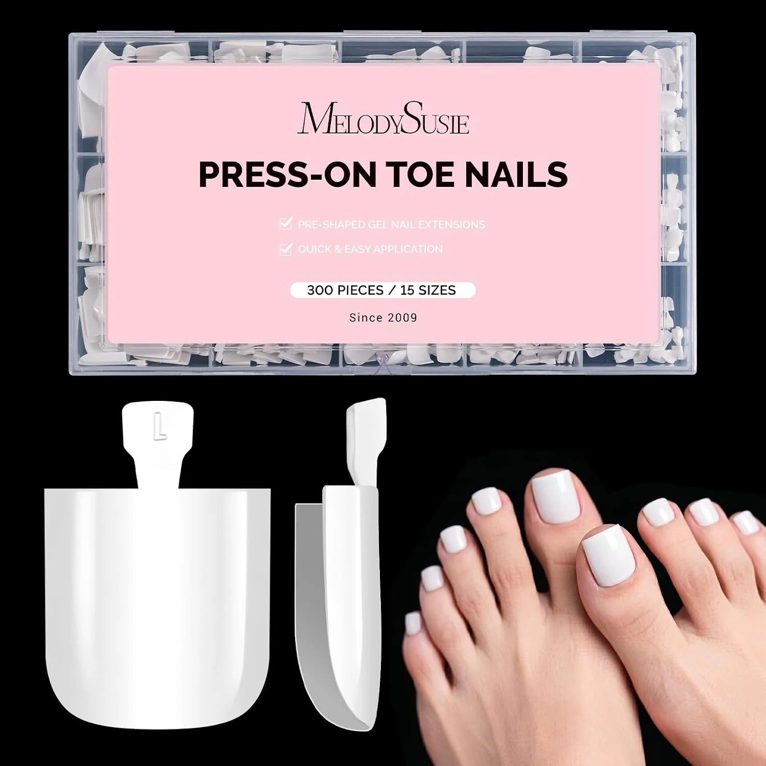 Acrylic Full Cover Toe Nail Tips with 70-Grit Half Matte Surface