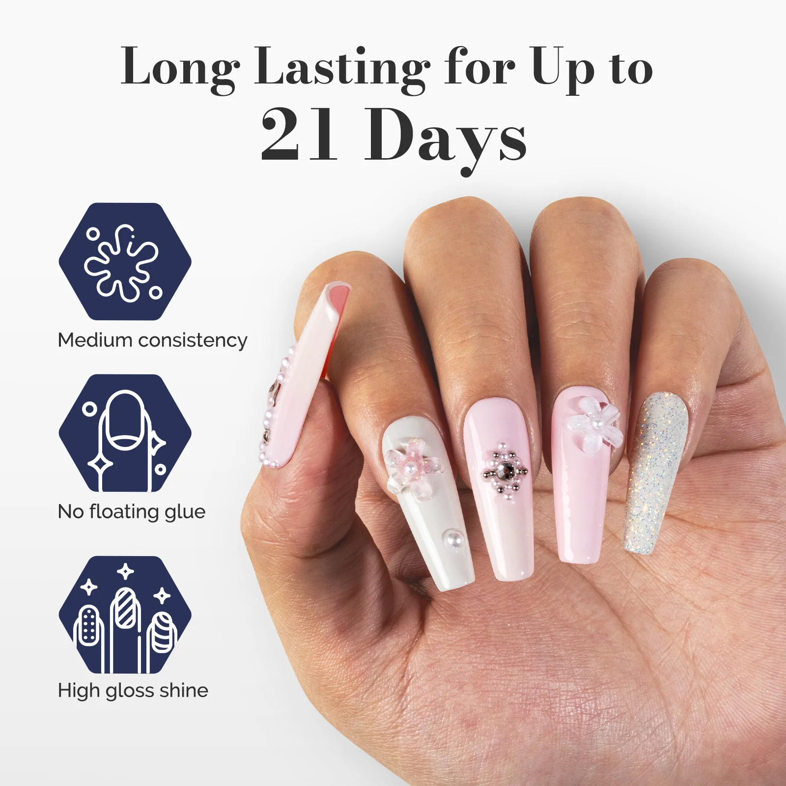 LED/UV Nail Lamps & Nail Drill Bits | MelodySusie HEMA-Free & HPMA-Free & TPO-Free 甲油胶 2支 Light Pink&White-P04+P13