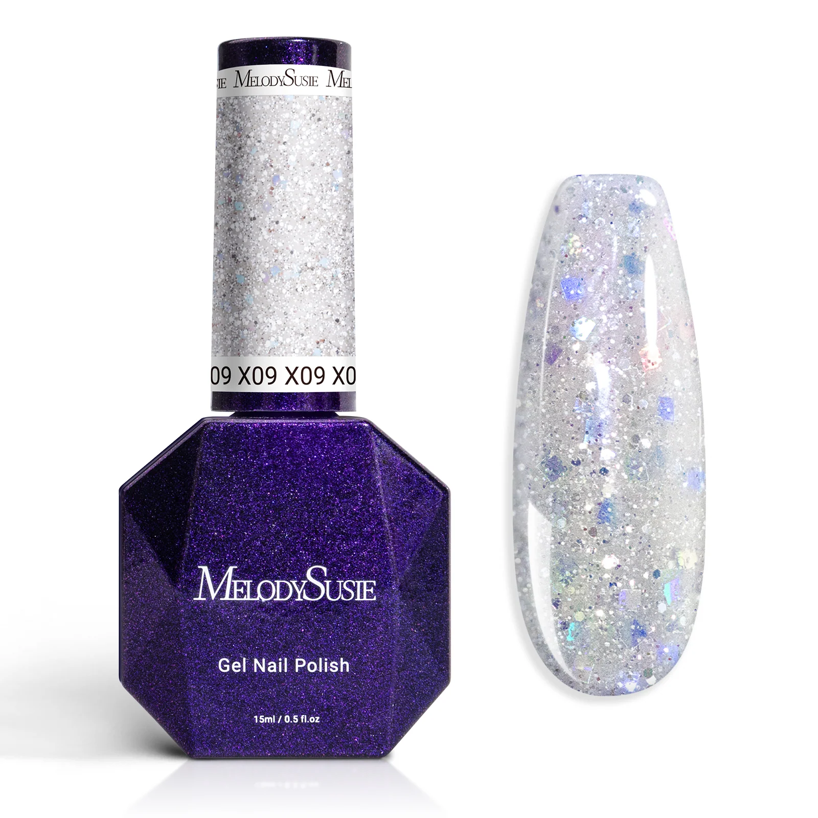 Galaliver 闪粉甲油胶 15ml - X09 Colorful Silver