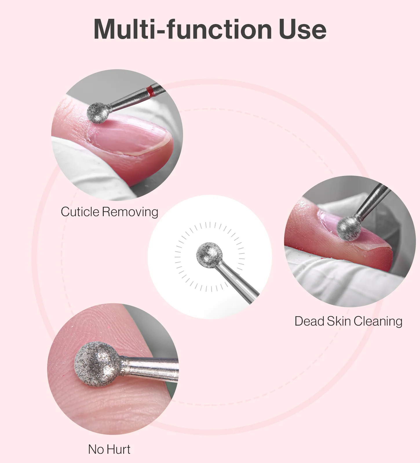 Ball Shape Carbide Diamond Under Nail Cleaner Drill Bit for Cuticles