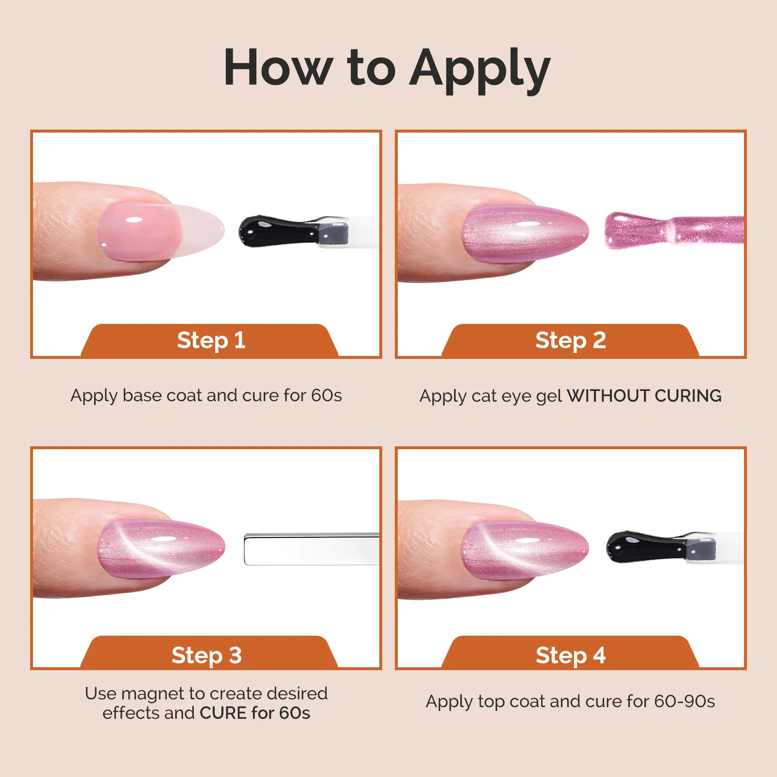 Jeweliver Cat Eye HEMA-Free & TPO-Free Gel Nail Polish 0.5 fl oz/15ml - Gold Pink 1401