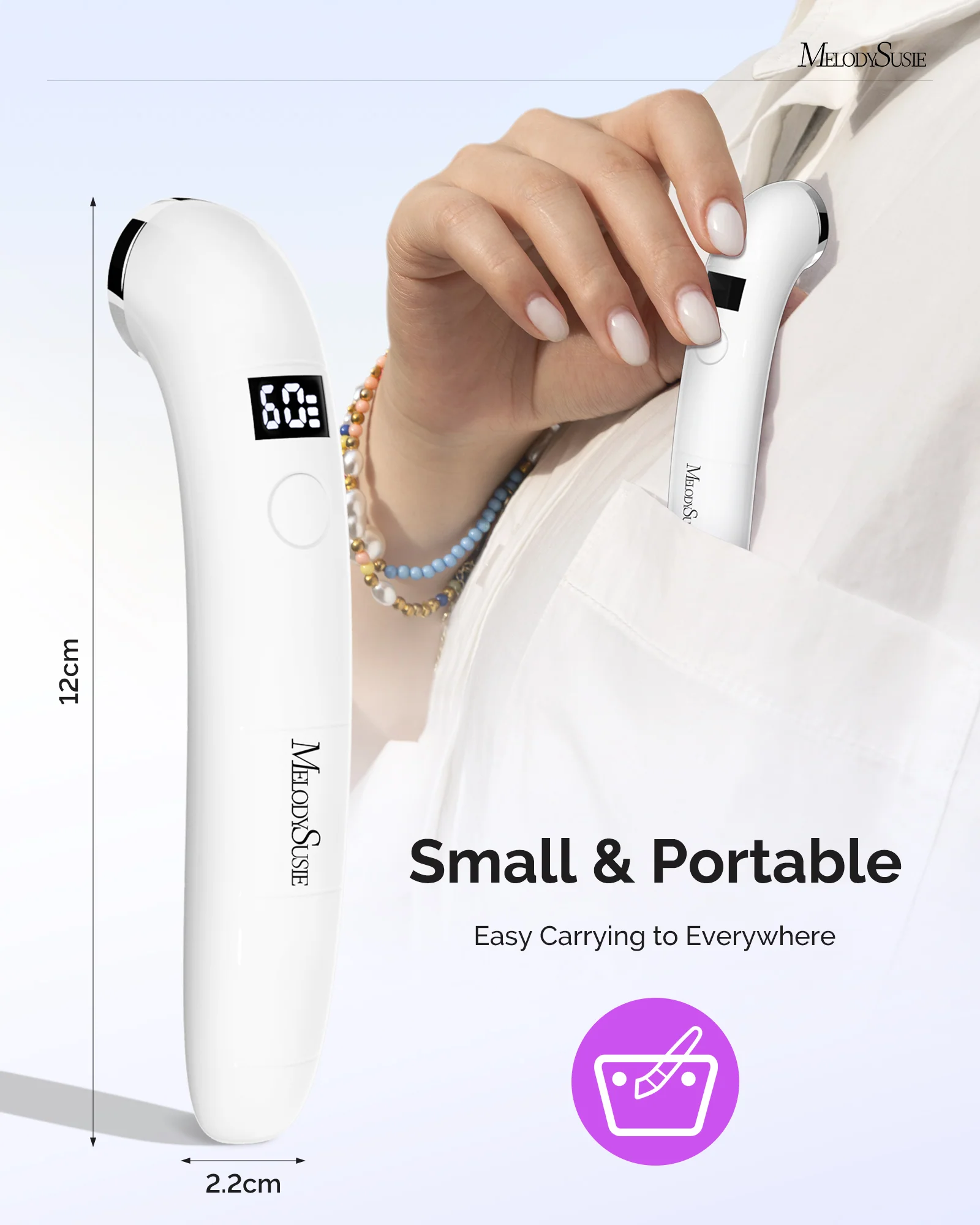 P-ART01A Rechargeable LED/UV Mini Nail Lamp in White