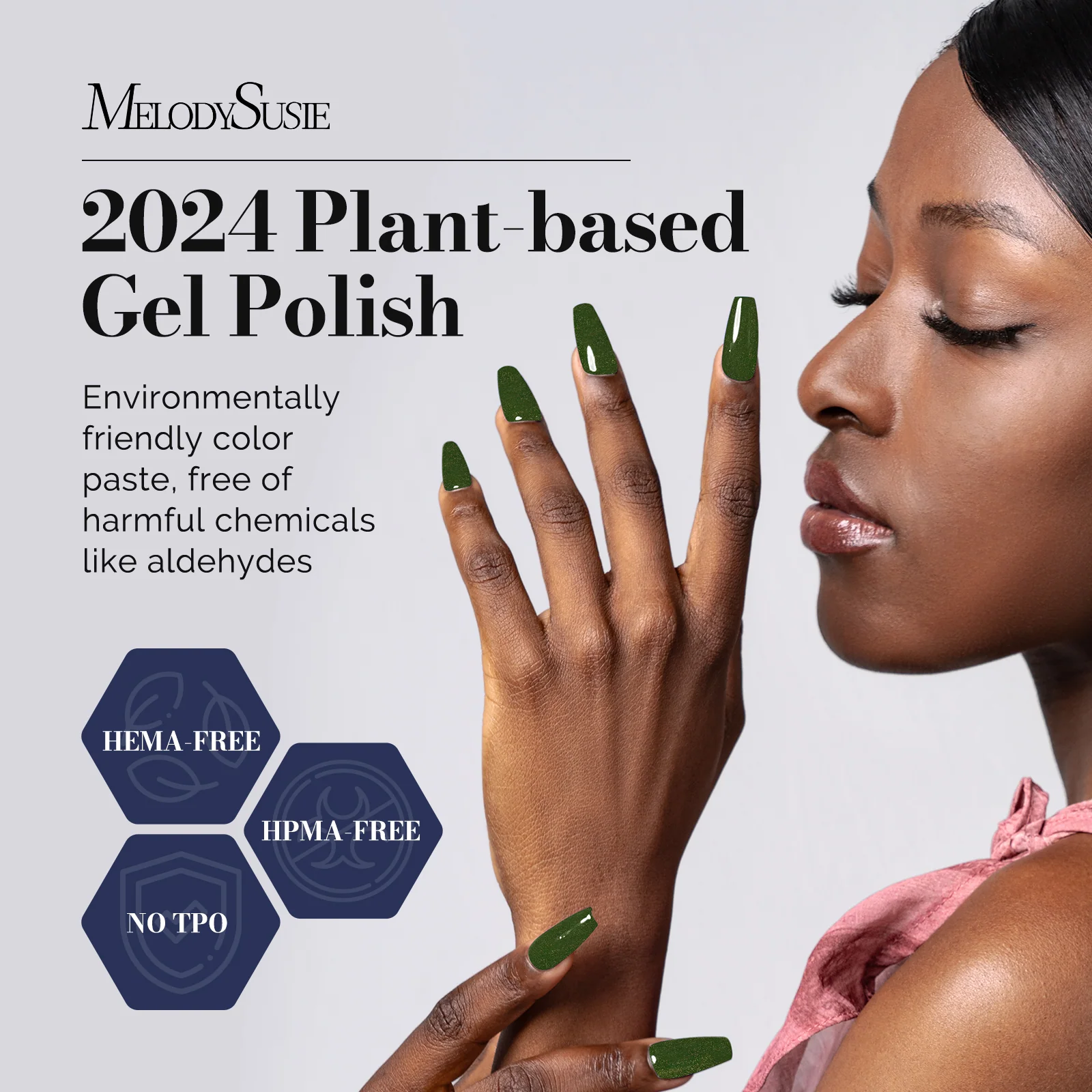 Fleurwee HEMA-Free & HPMA-Free & TPO-Free Gel Nail Polish Plant-based 0.5 fl oz/15ml - P52 Monstera Green - Glitter