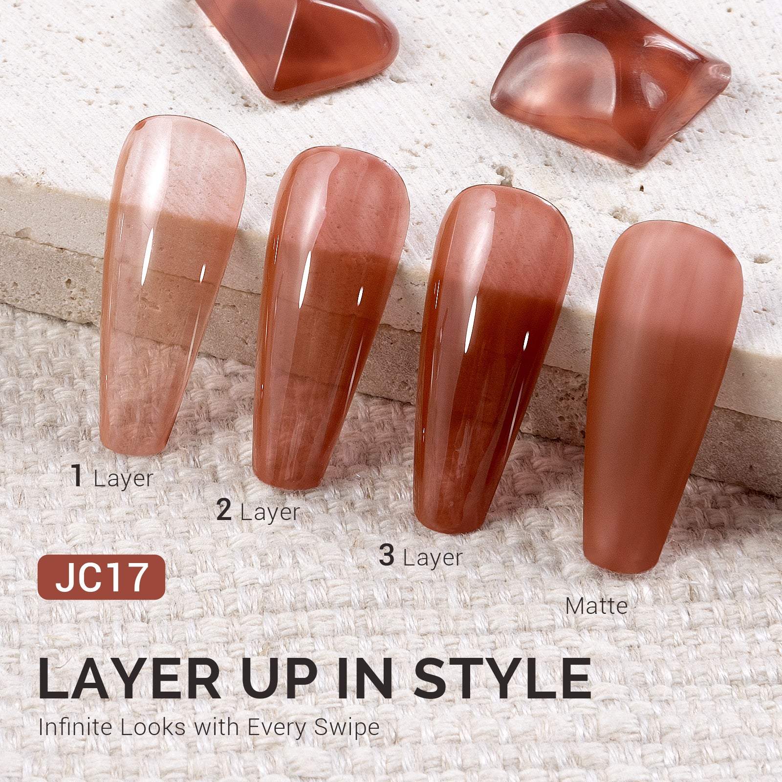 Jeweliver Jelly 无 TPO 甲油胶 15ml - 棕色黑曜石 - JC17