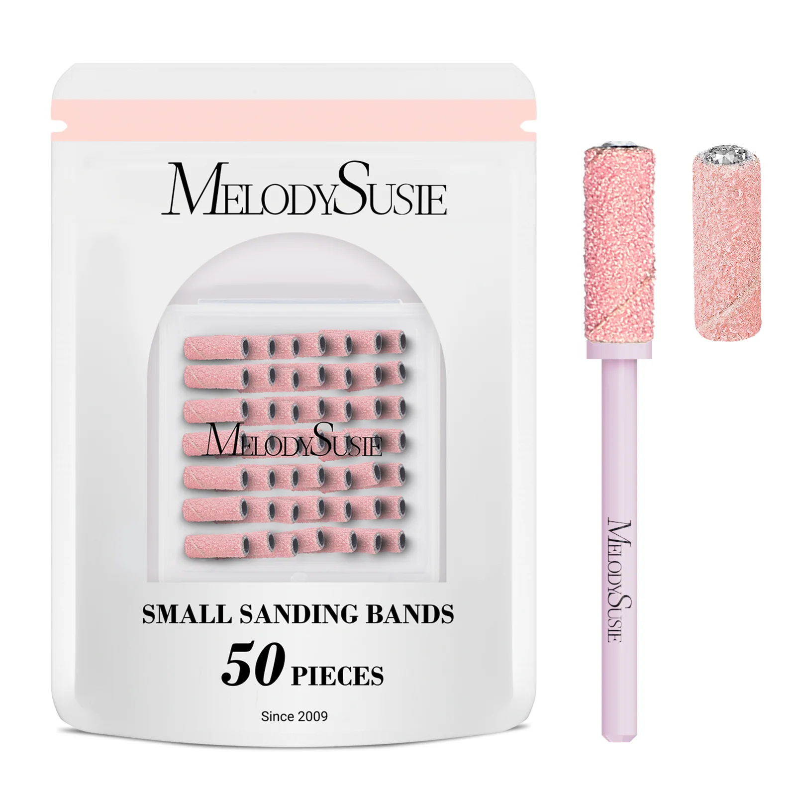 MelodySusie Small Sanding Bands Set 50 Pcs with Mandrel Bits