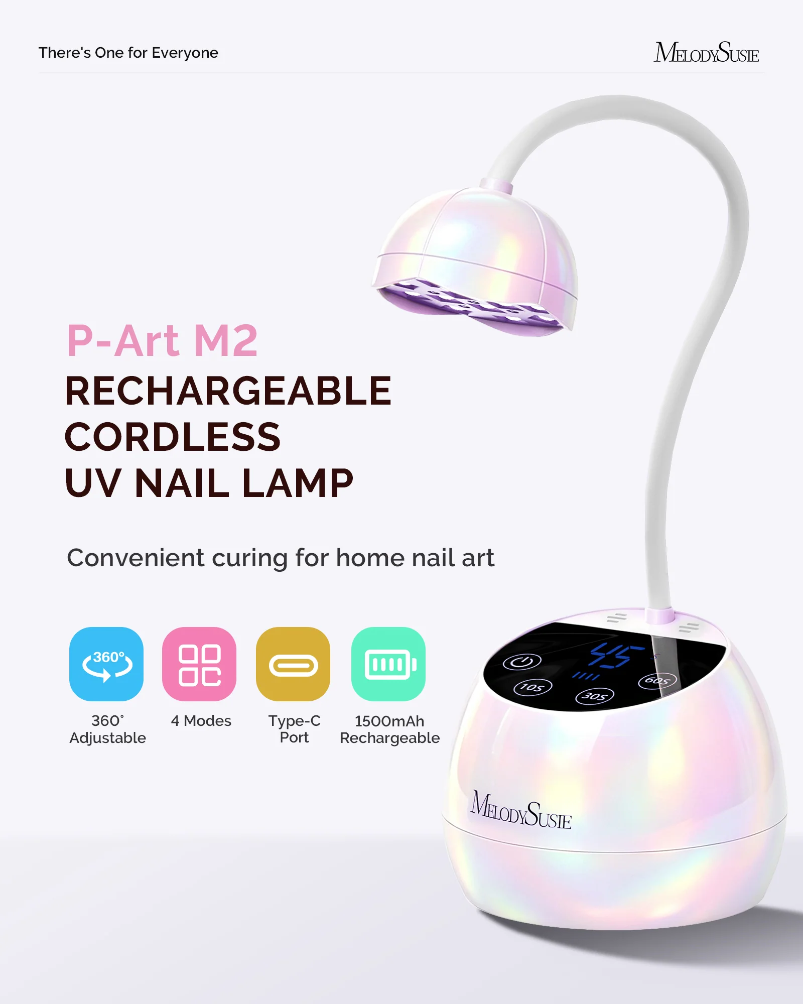 P-ArtM2 Gooseneck Cordless UV Nail Lamp in Pearl White