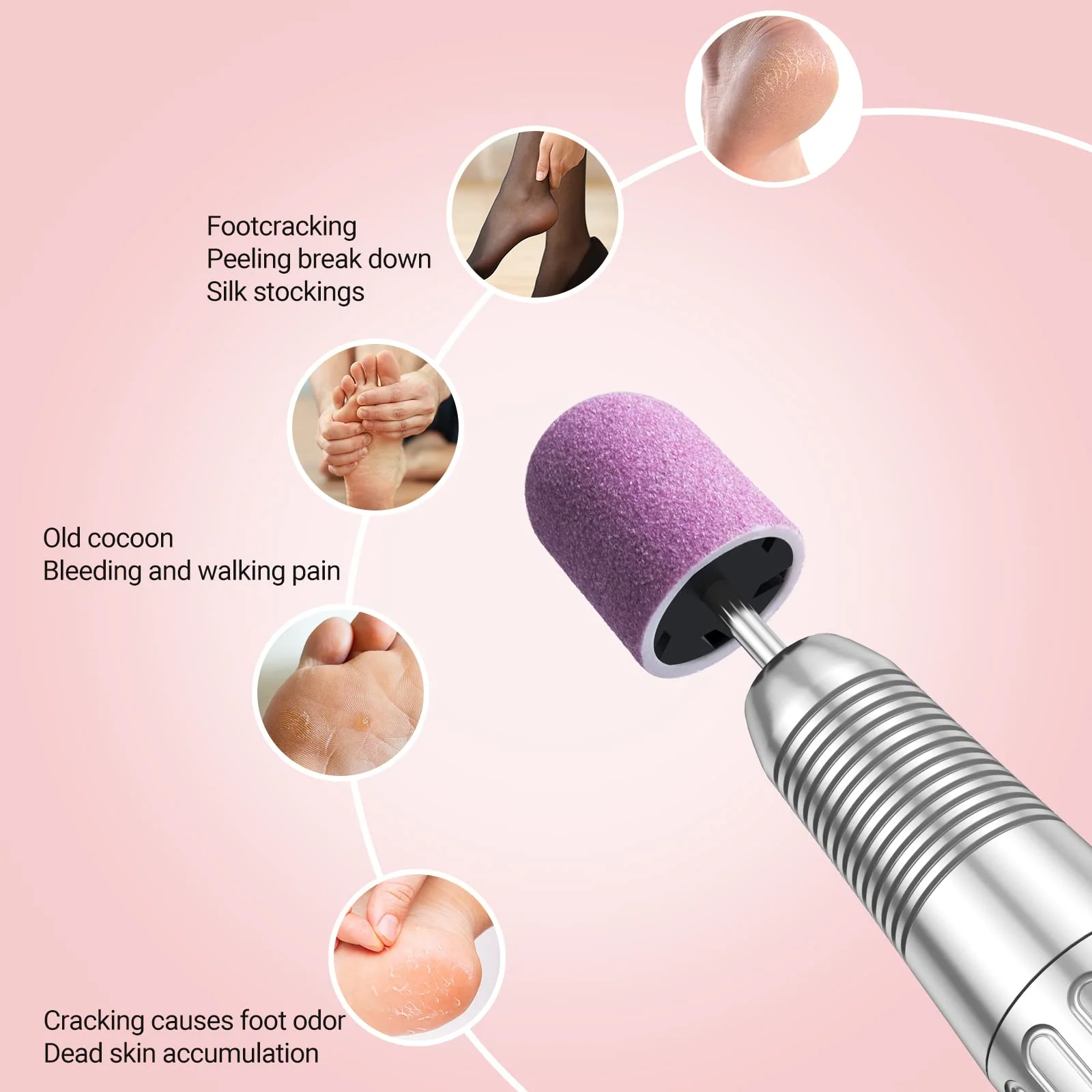 Nail Sanding Caps With A Rubber Mandrel Bit Purple - 10mm