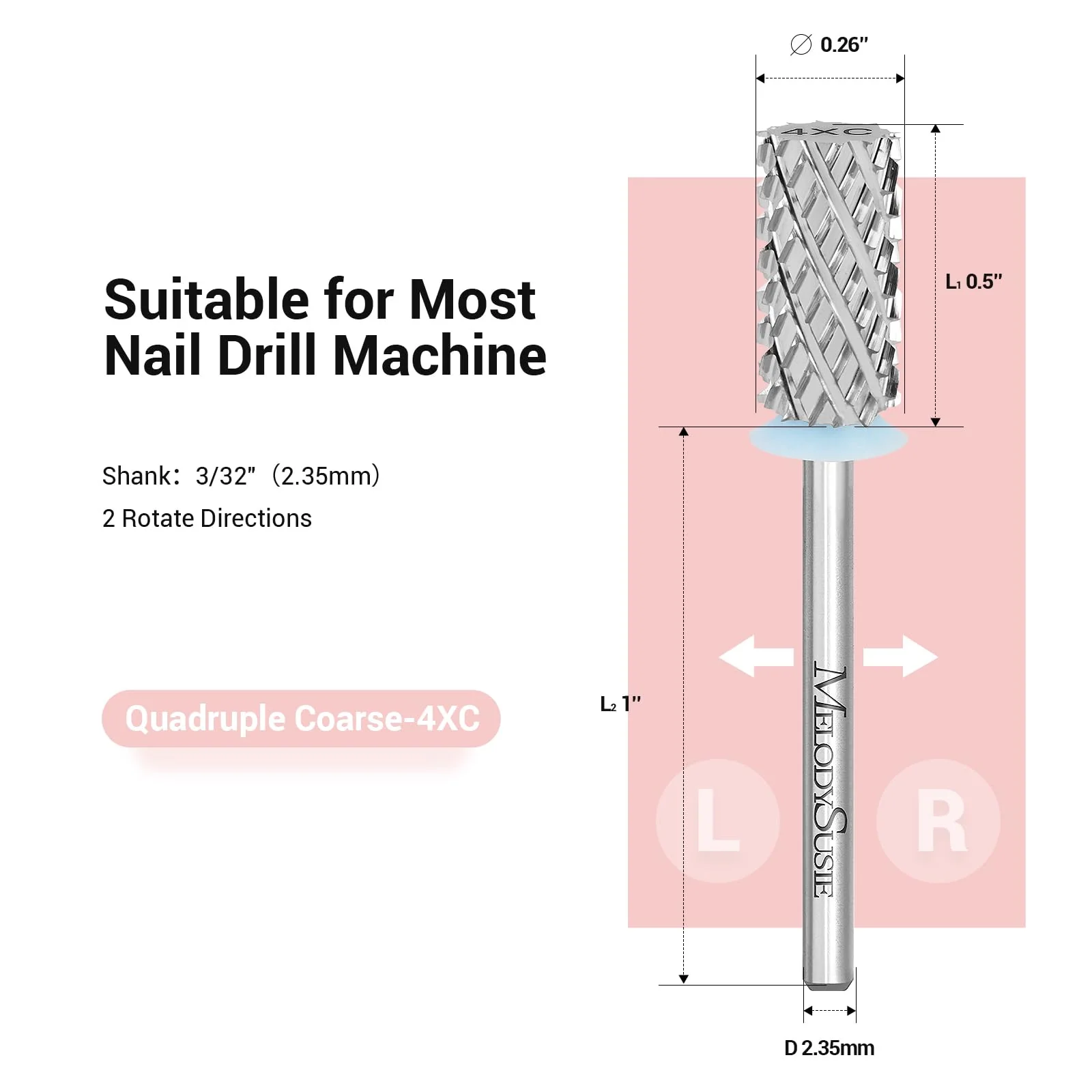 Large Barrel Tungsten Carbide Nail Drill Bit with 4X Coarse Teeth