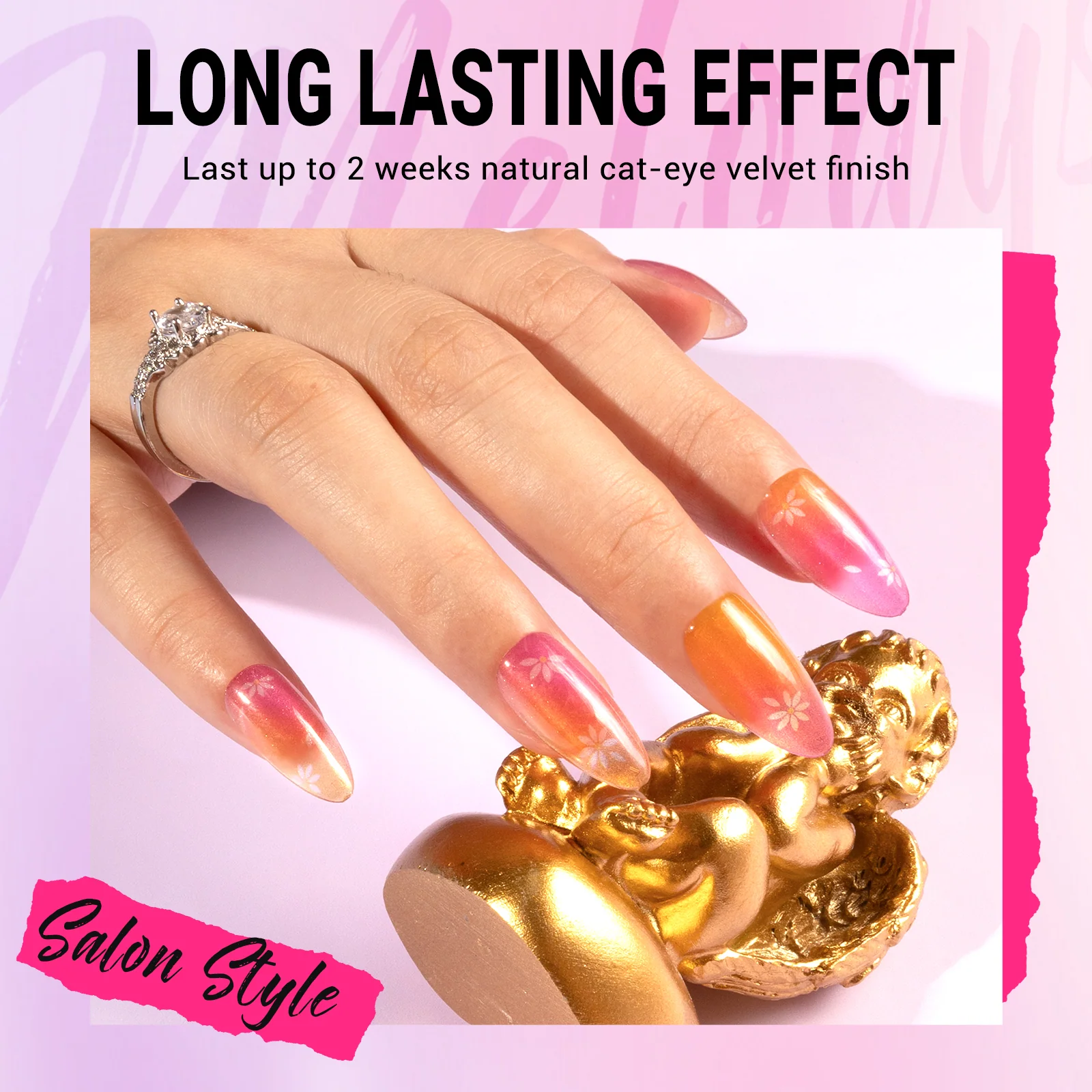 Passion Flowers Press On Nails Kit with Clear Square and Almond Tips