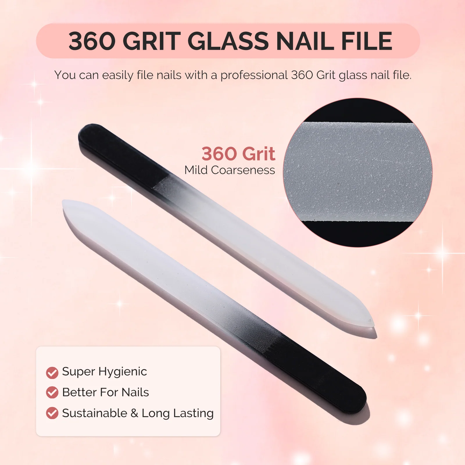 4件装双面360目玻璃美甲锉套装（含收纳盒）