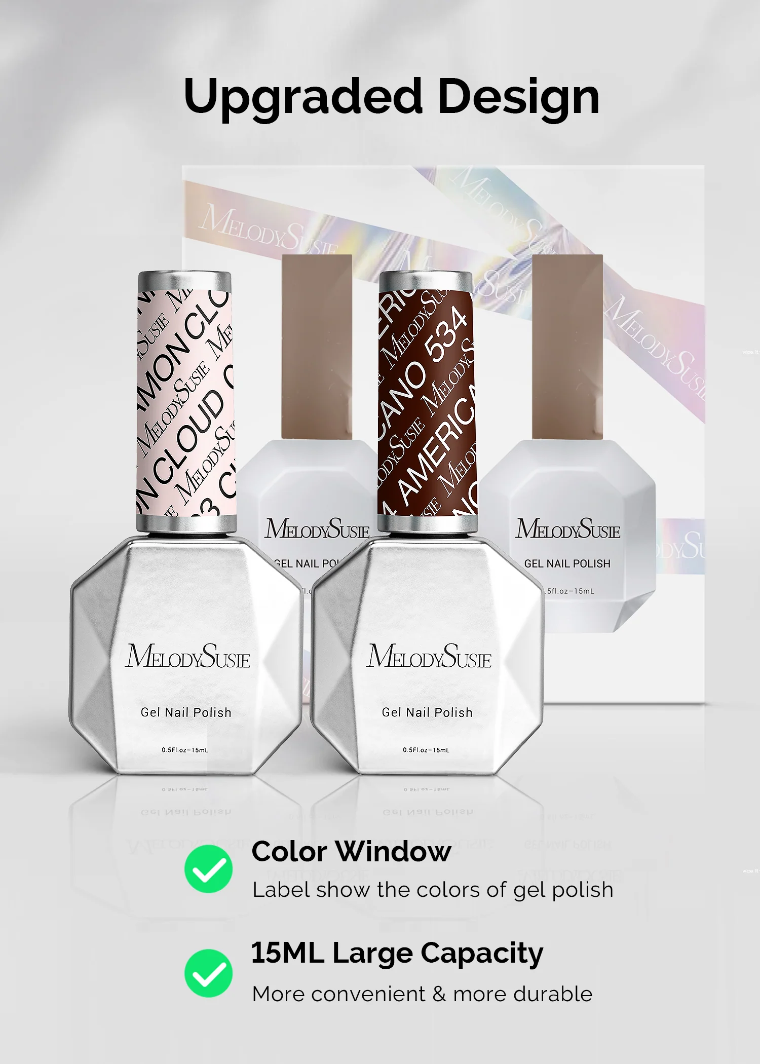 TPO-Free Thick Gel Nail Polish Nude Pink and Brown 2 Pack 15ml