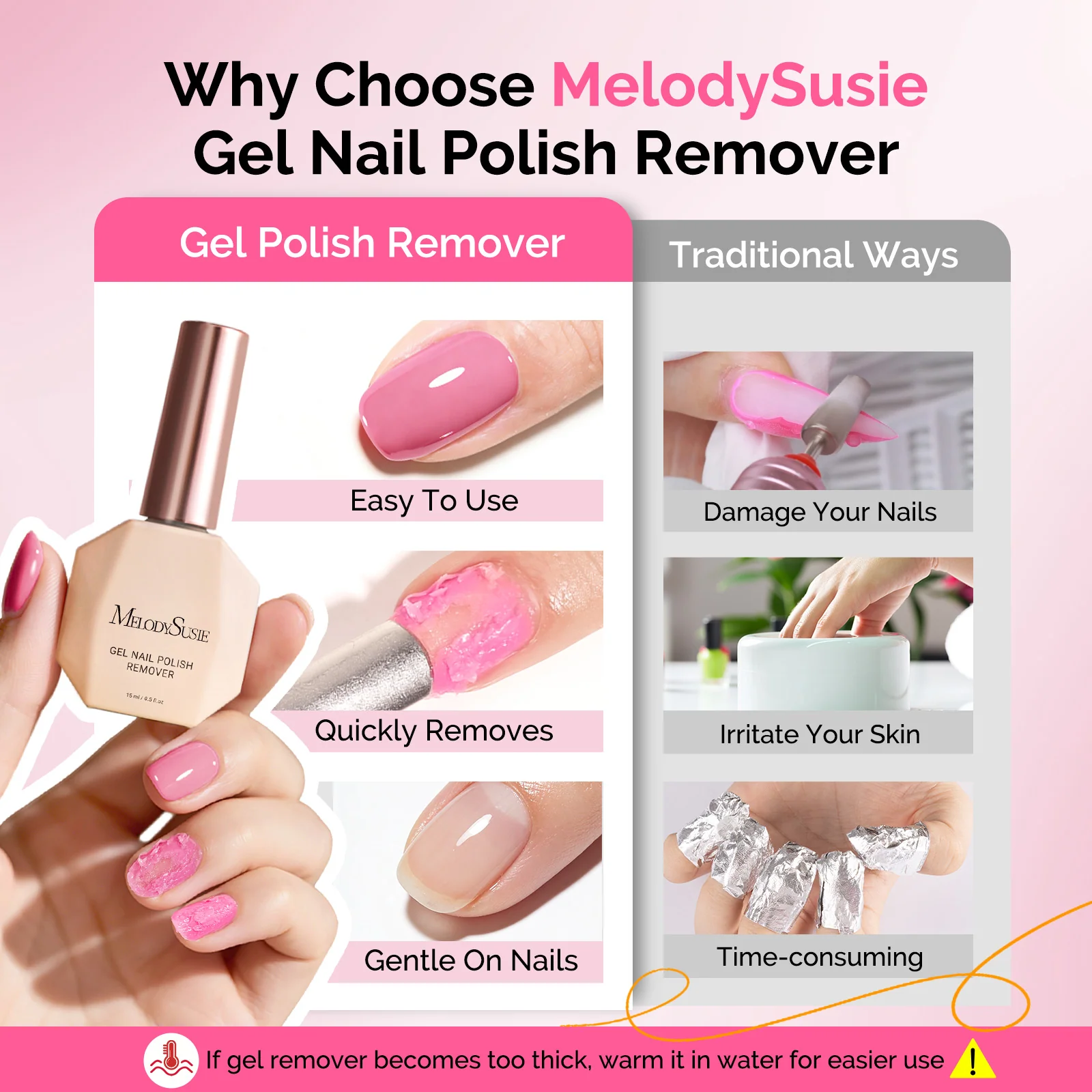 2Pcs Gel Nail Polish Remover Kit with Cuticle Oil and Cuticle Pusher