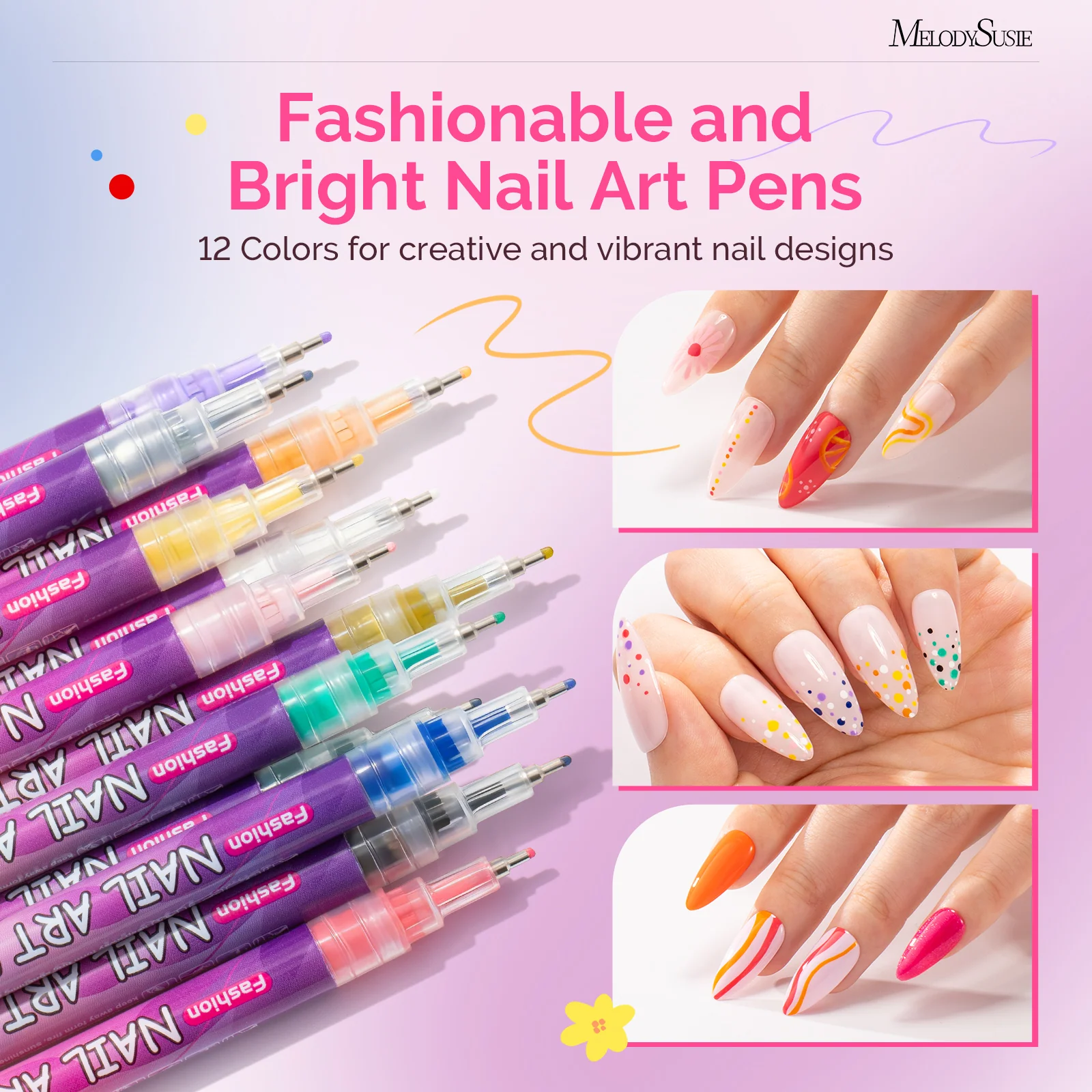 Nail Art Pens Set in 12 Colors with 0.7mm Tips