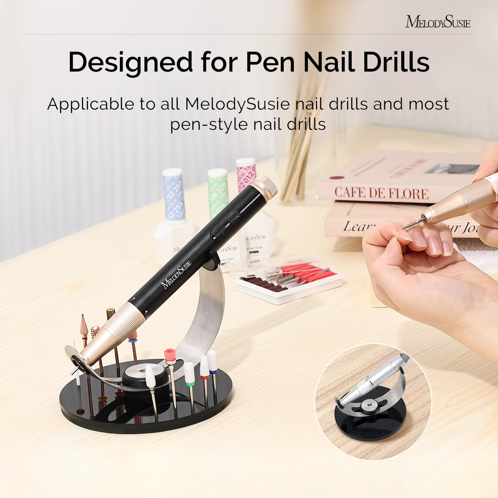 Melodysusie Pen Nail Drill Holder with 10 Holes for Drill Bits