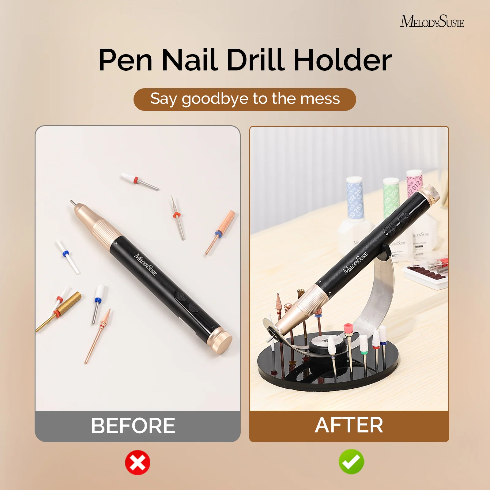 Melodysusie Pen Nail Drill Holder with 10 Holes for Drill Bits