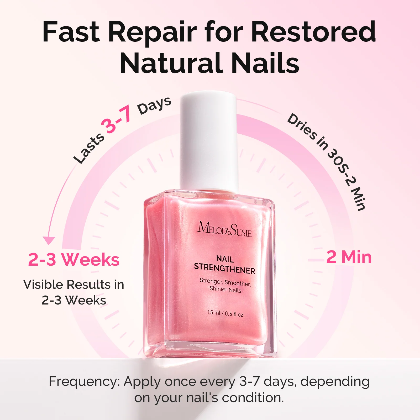 Nail Strengthener and Growth Treatment, 2-in-1 Ridge Filling Base Coat & Glossy Concealer Polish 15ml 0.5 Fl Oz
