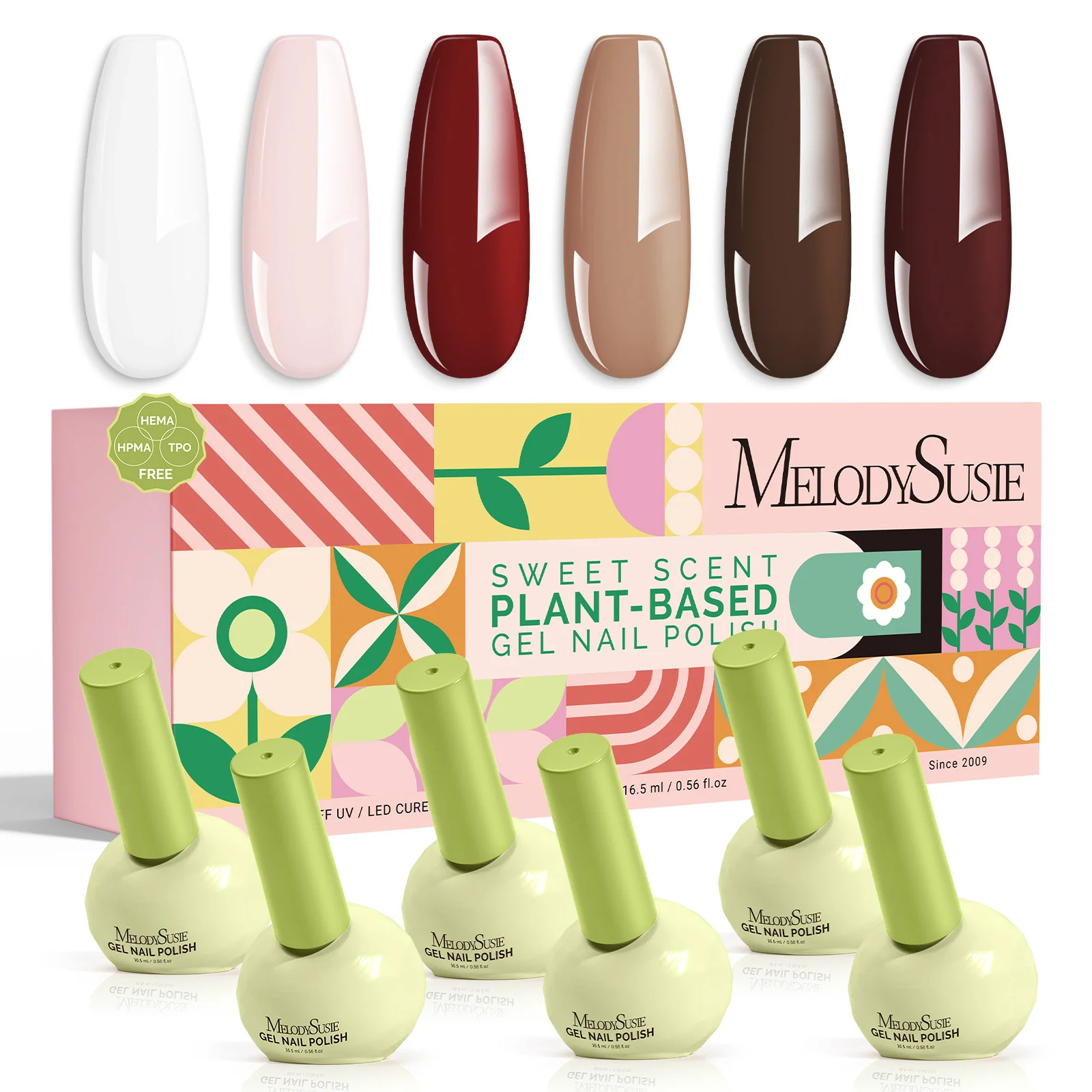 Melodysusie Crimberry Spark 6Pcs Scented Plant-Based Gel Polish Gift Set 16.5ml