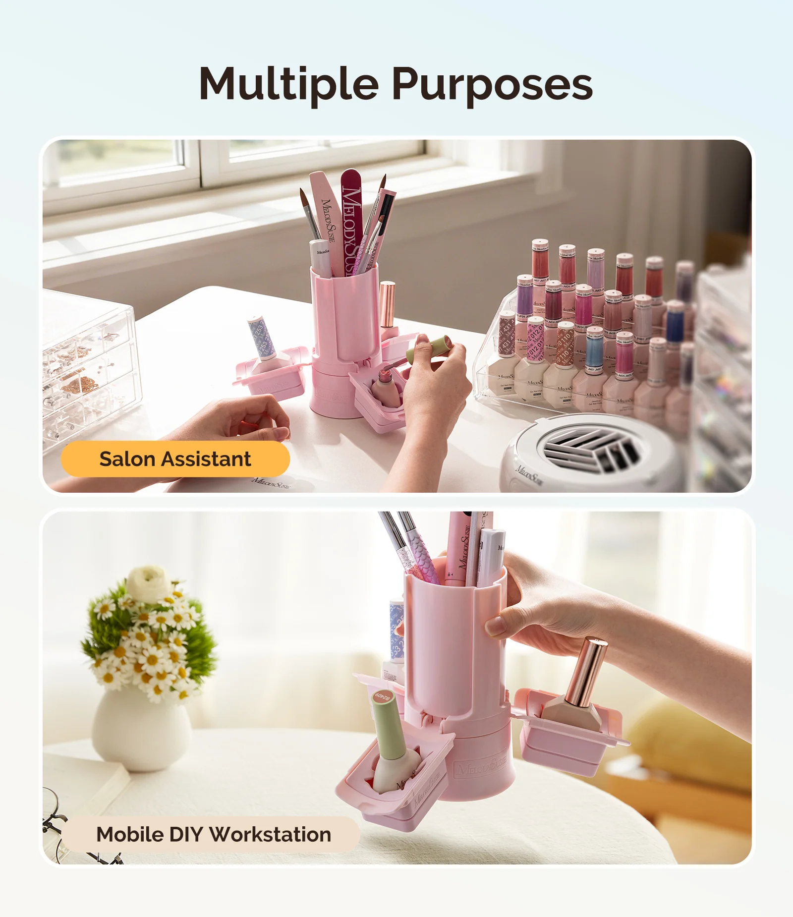 GelCarousel Rotatable Nail Art DIY Station, Pink Edition