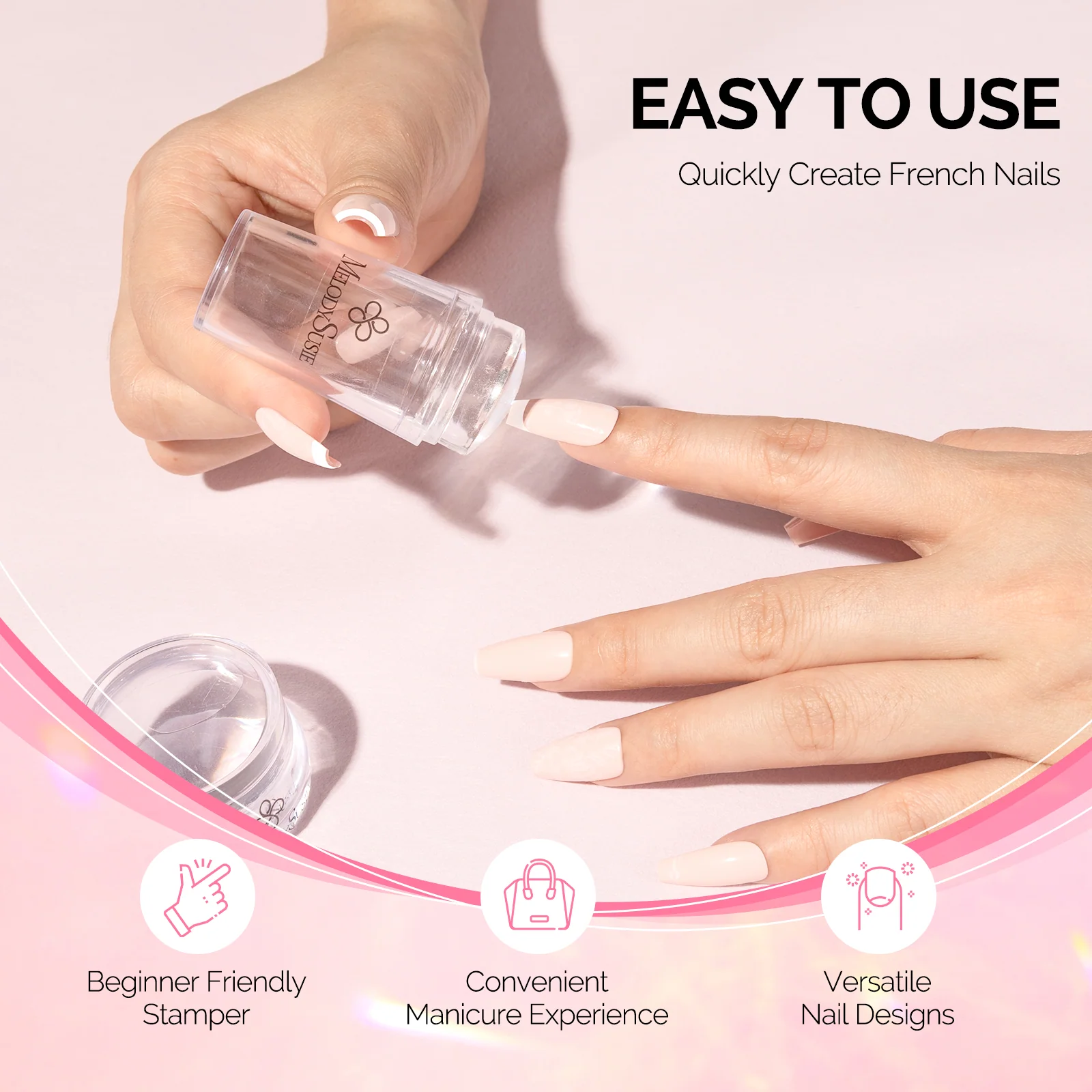 French Nail Stamper Kit 4PCS Clear Silicone Stamps and Scrapers