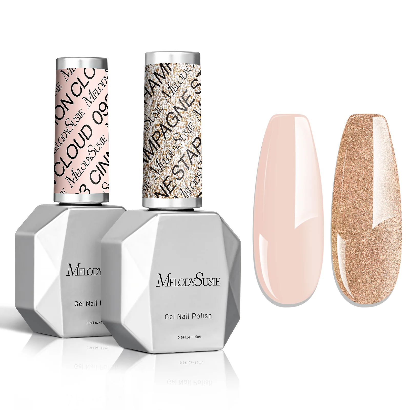 TPO-Free Thick Gel Nail Polish Gold and Nude Pink - 2 Pack 15ml