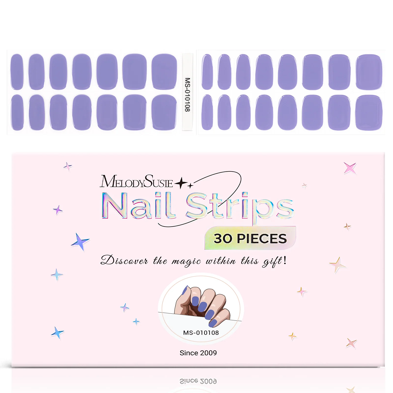 MelodySusie Semi Cured Gel Nail Strips with 3D and 5D Stickers