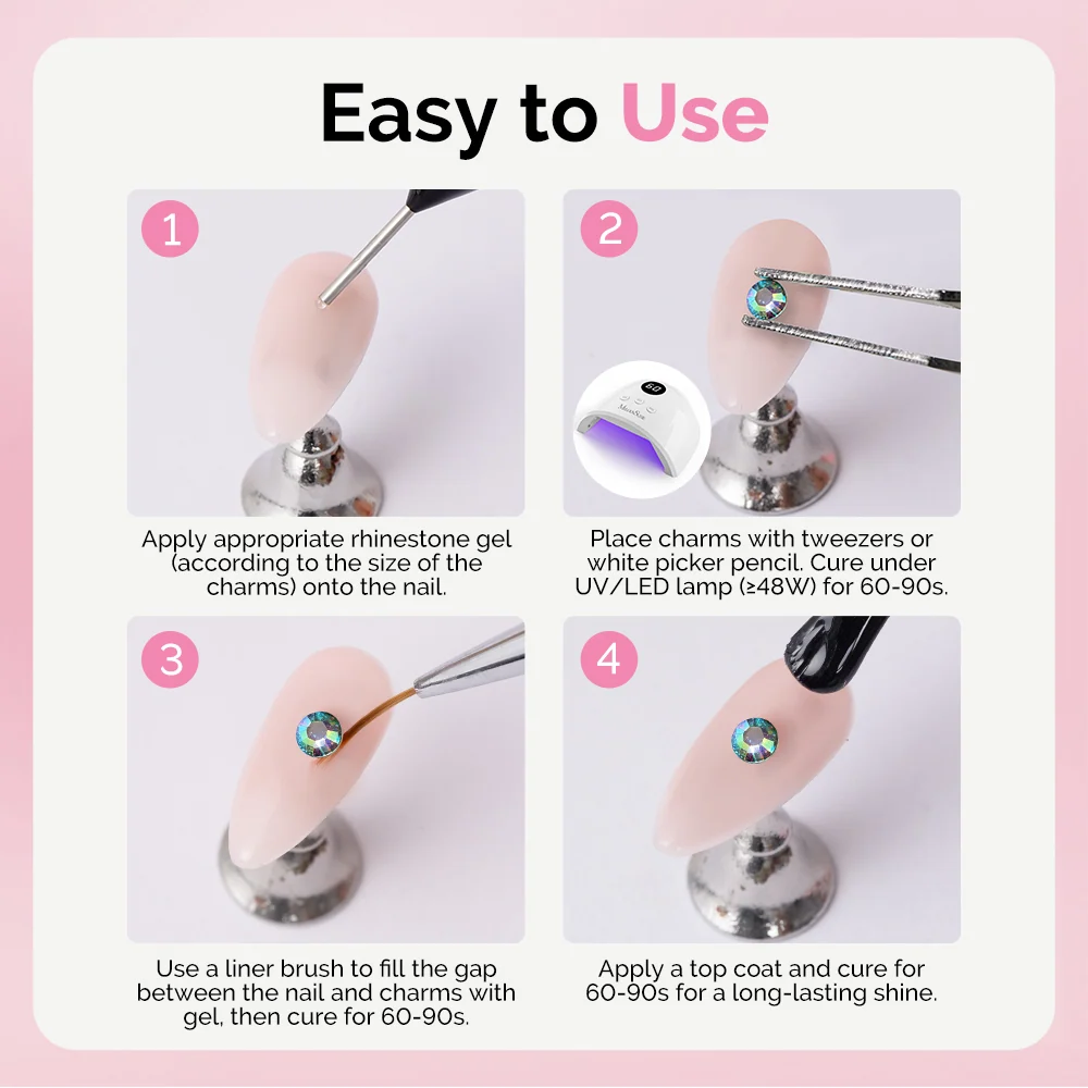 Nail Rhinestones Kit with Tweezers and Pick-Up Tools