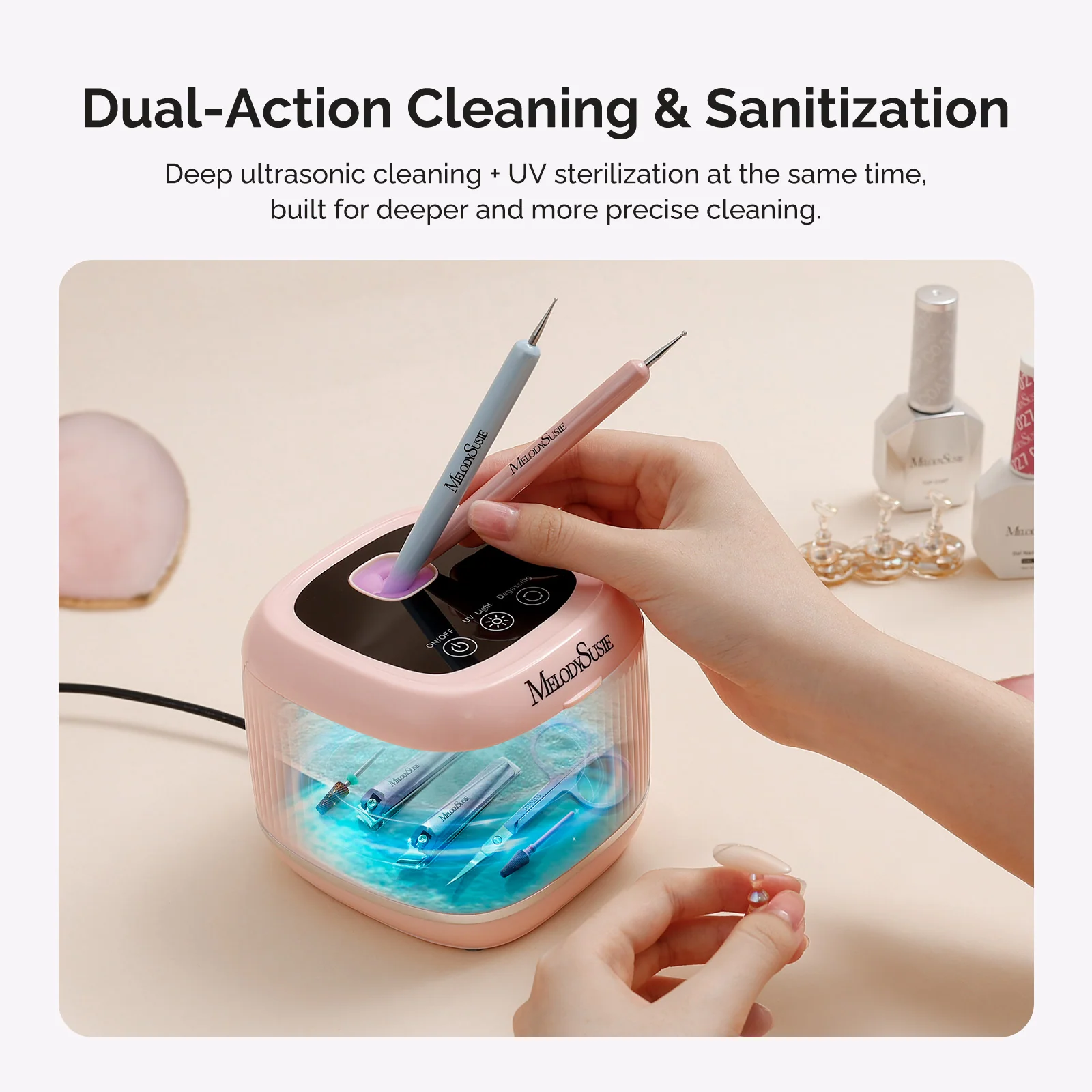 2 in 1 Ultrasonic Cleaner Machine for Manicure