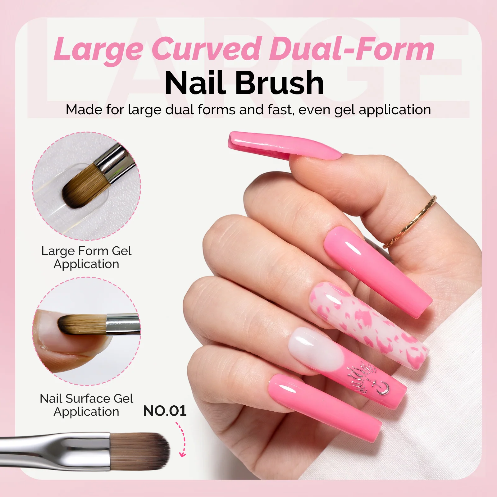 3PCS Dual-Form Nail Extension Brush Set with Wood Handles