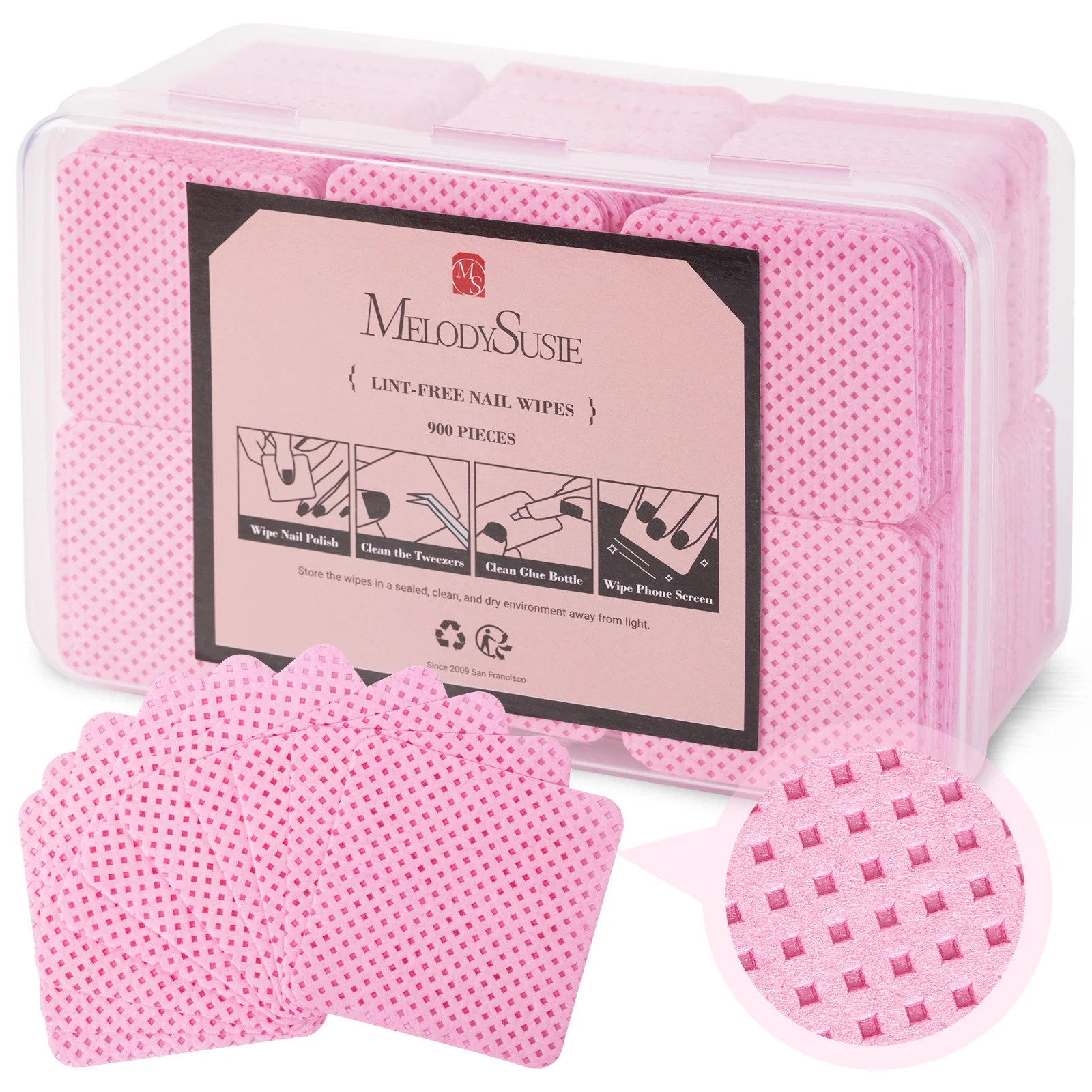 1050 Pcs Lint Free Nail Wipes in a Storage Box