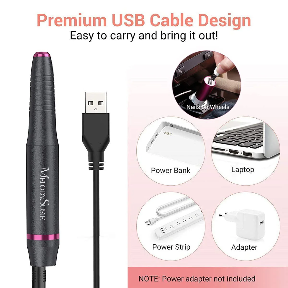 Silvia(PC150C) Pen-Shaped Portable USB Nail Drill 20,000RPM