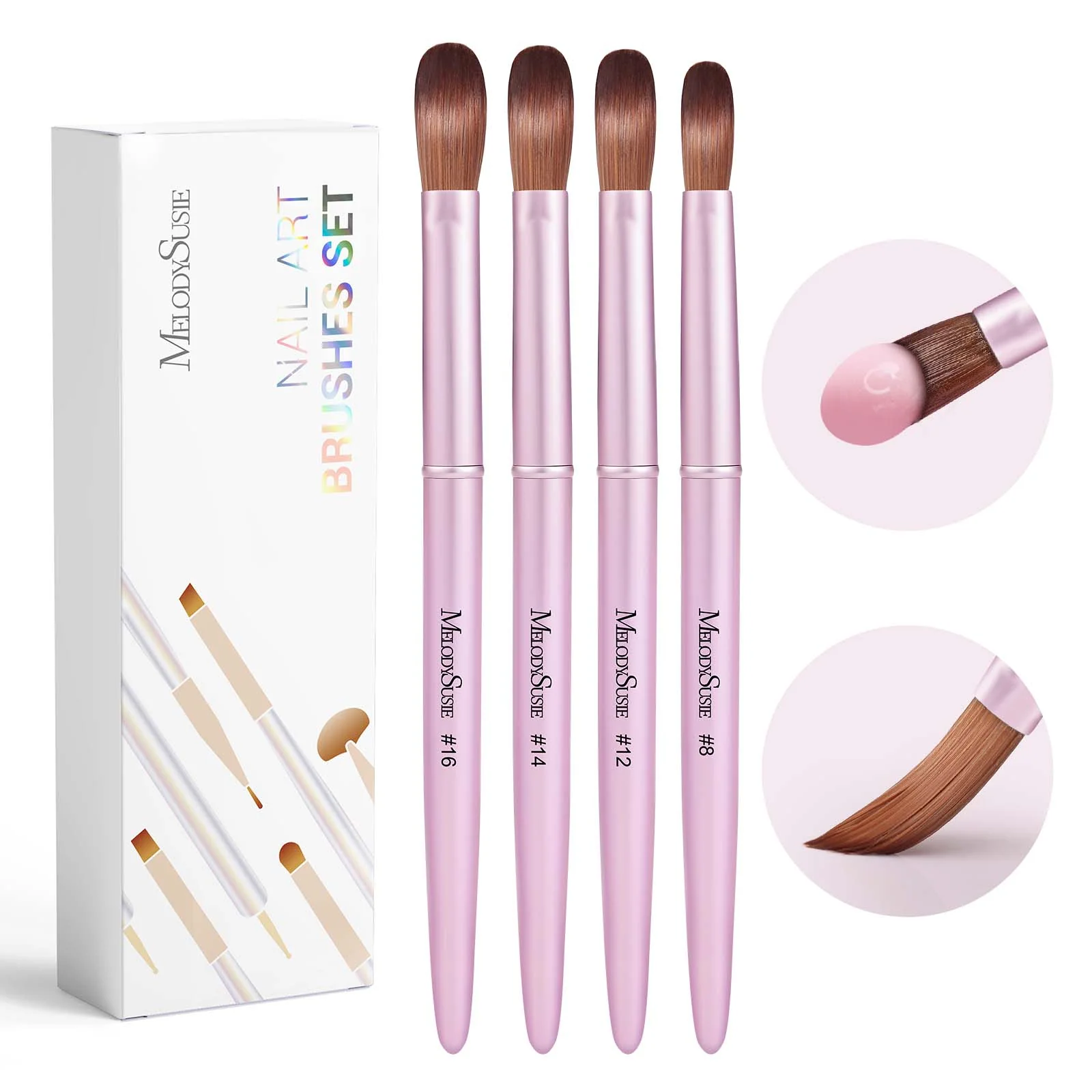 Acrylic Nail Brush Set 4Pcs in Rose Gold for Nail Application