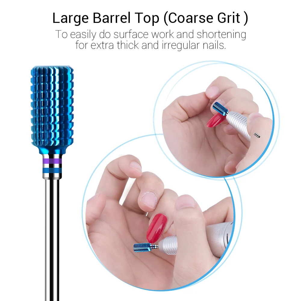 Blue Carbide Nail Drill Bits Set 7pcs 3/32 Inch Shank