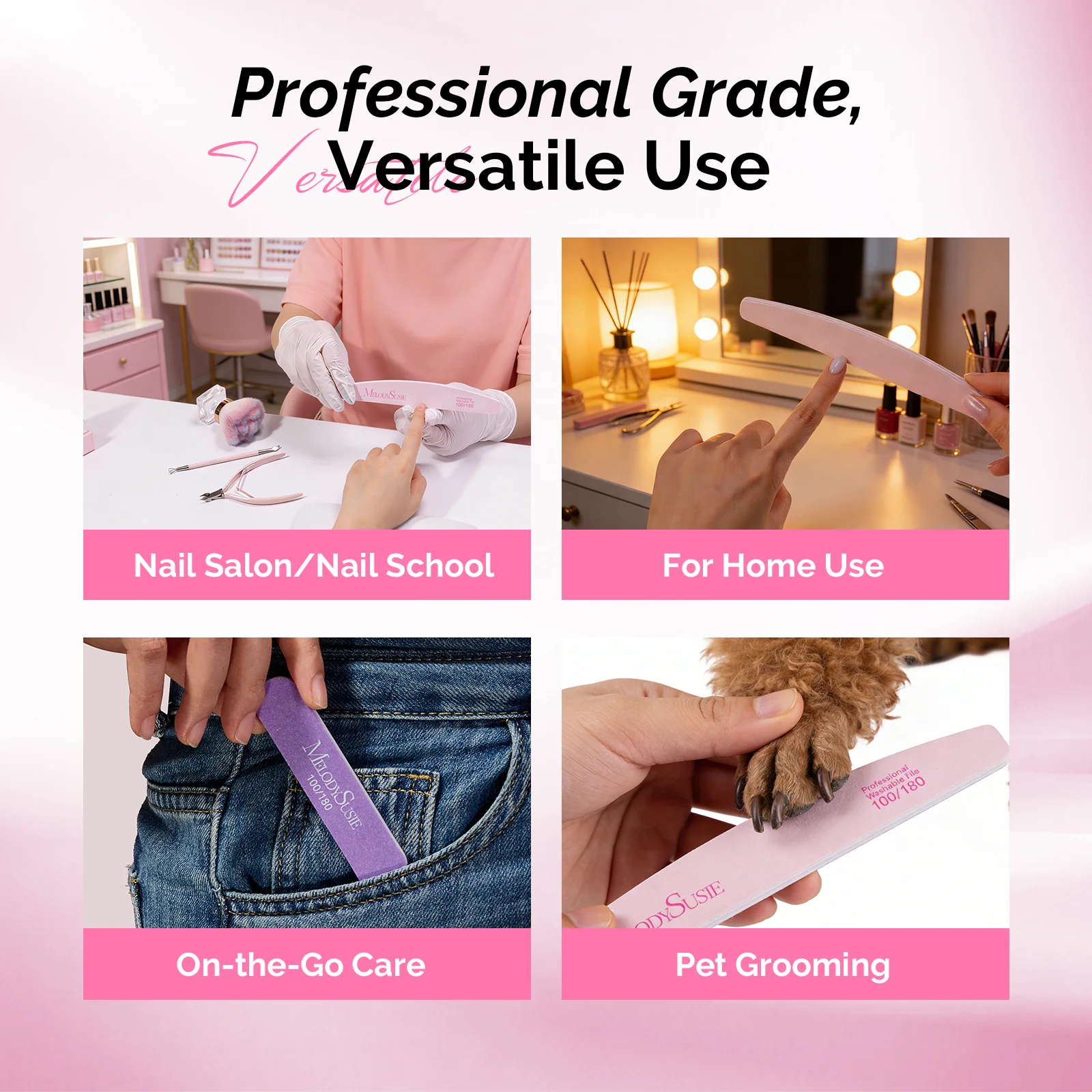 MelodySusie Dual-Sided Nail Files and Buffers Set, 6 Pieces