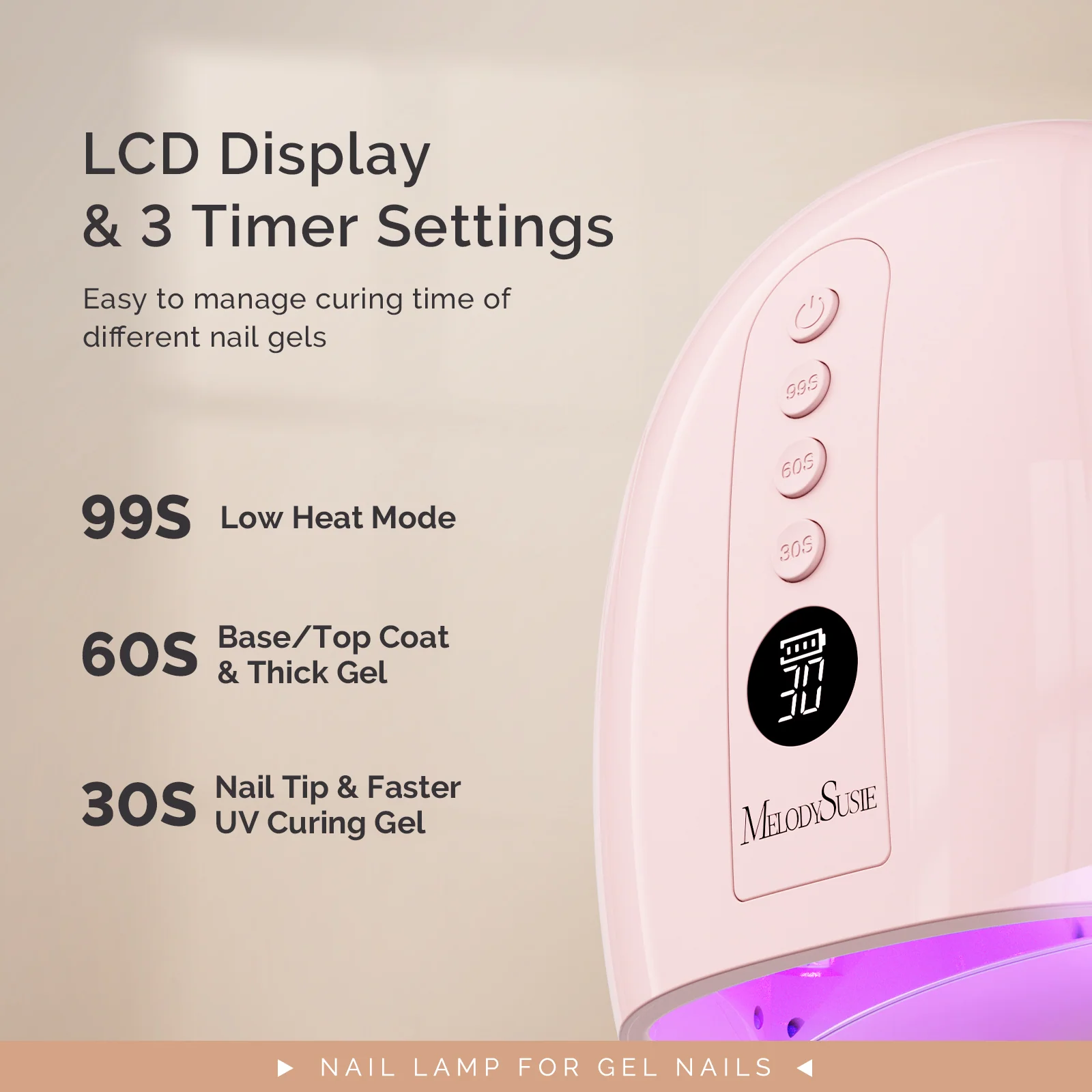 New Upgraded P-PLUS30GT Rechargeable Cordless UV/LED Nail Lamp in Pink