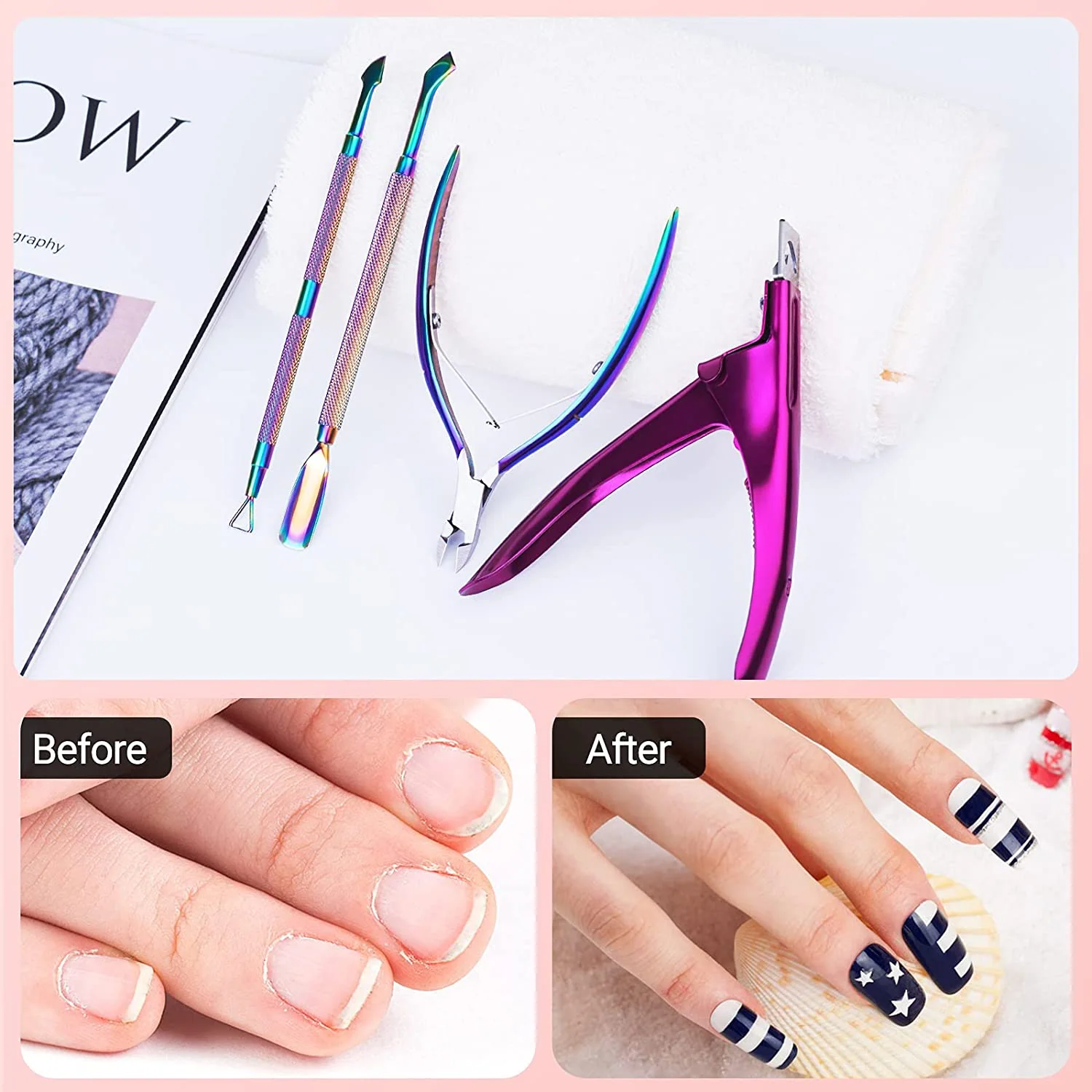 Acrylic Nail Clipper 4 in 4-in-1 Kit with Cuticle Trimmer and Scraper