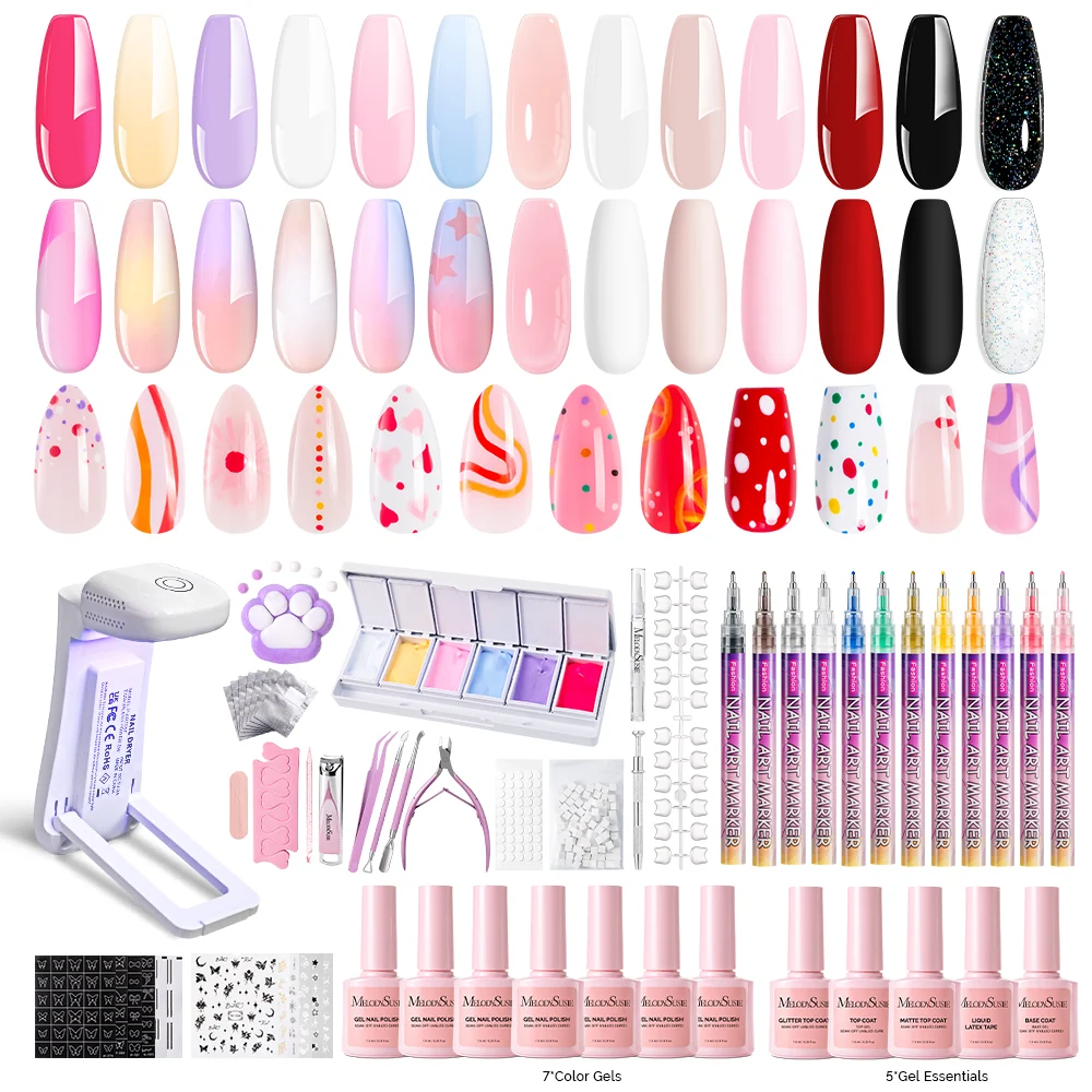 Melodysusie Gel Nail Polish Kit with UV Light for Beginners