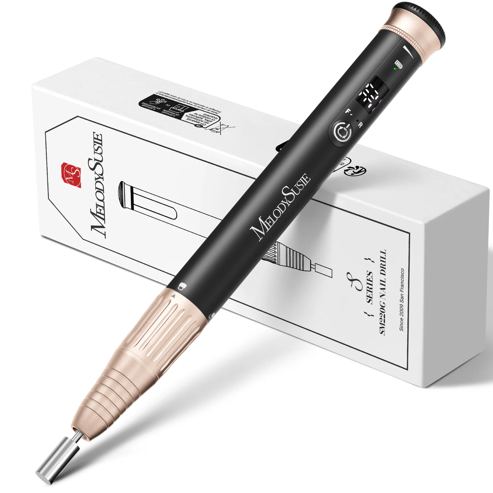 SM220G Pen-Shaped Rechargeable Nail Drill 30,000RPM RPM in Black